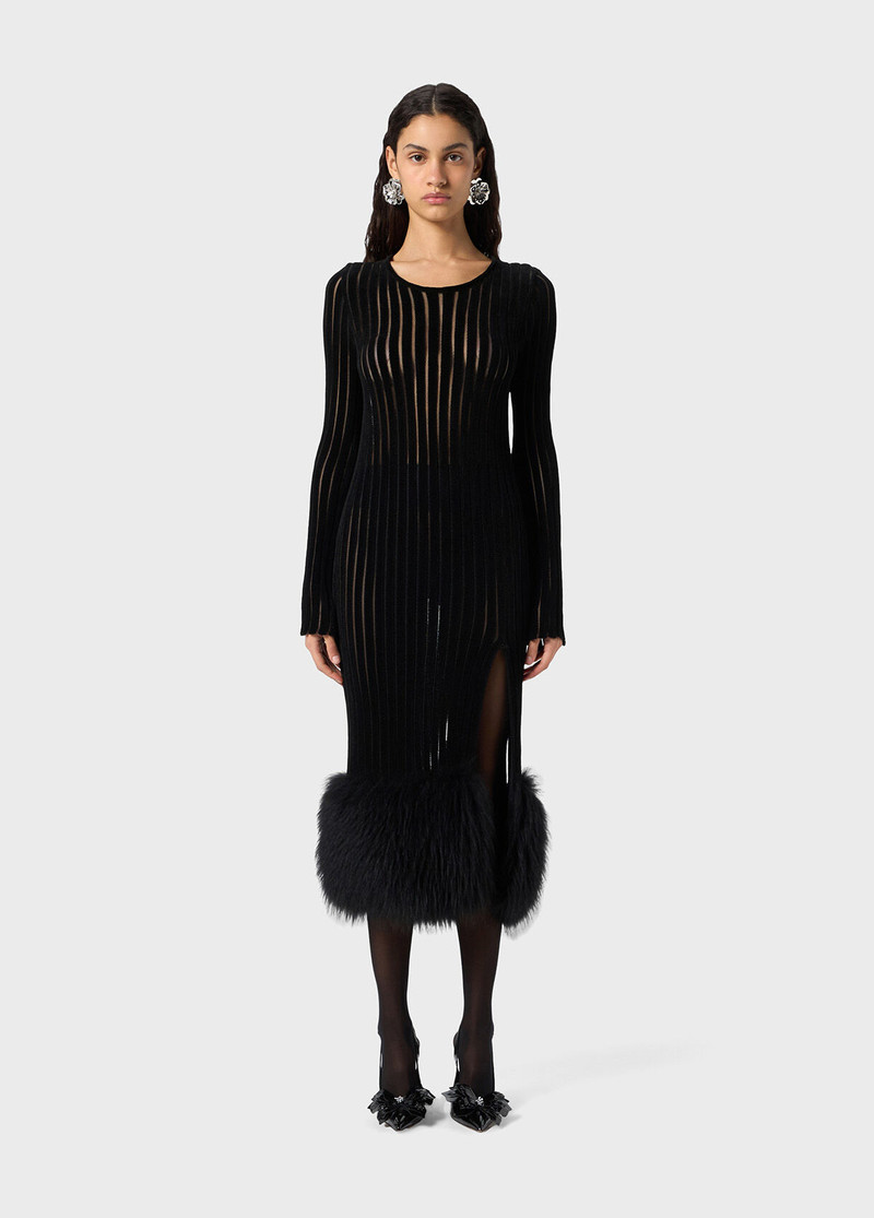 Blumarine MIDI KNIT DRESS WITH FUR outlook