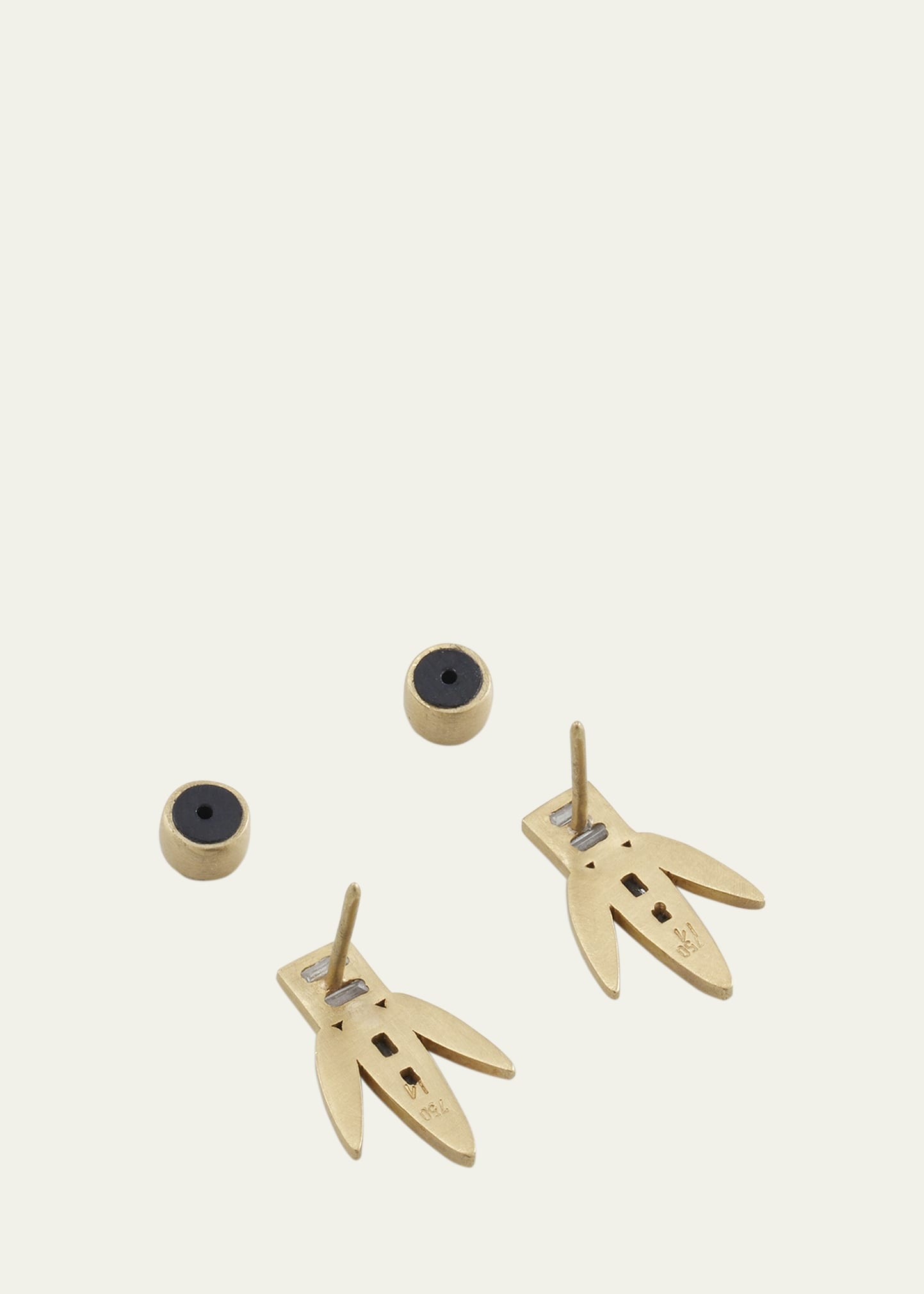 Baguette Diamond Grass Straw Earrings in 18K Yellow Gold - 4