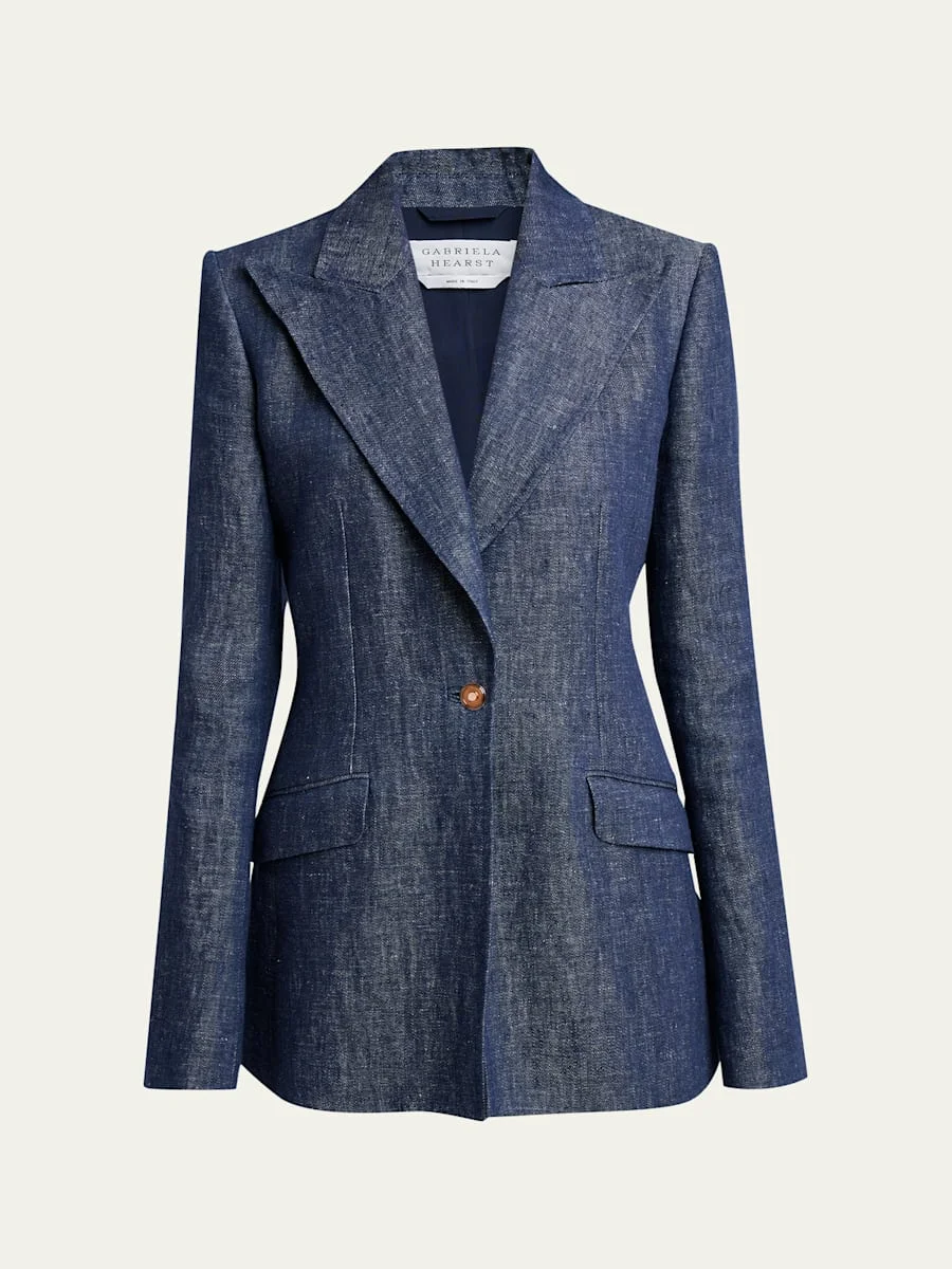 Leiva Linen Single-Breasted Blazer Jacket - 1