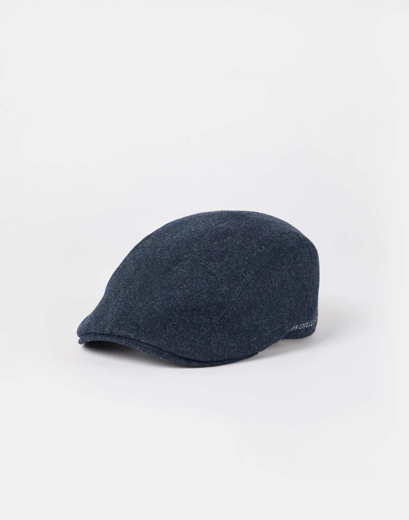 Virgin wool flannel flat cap with embroidery - 1
