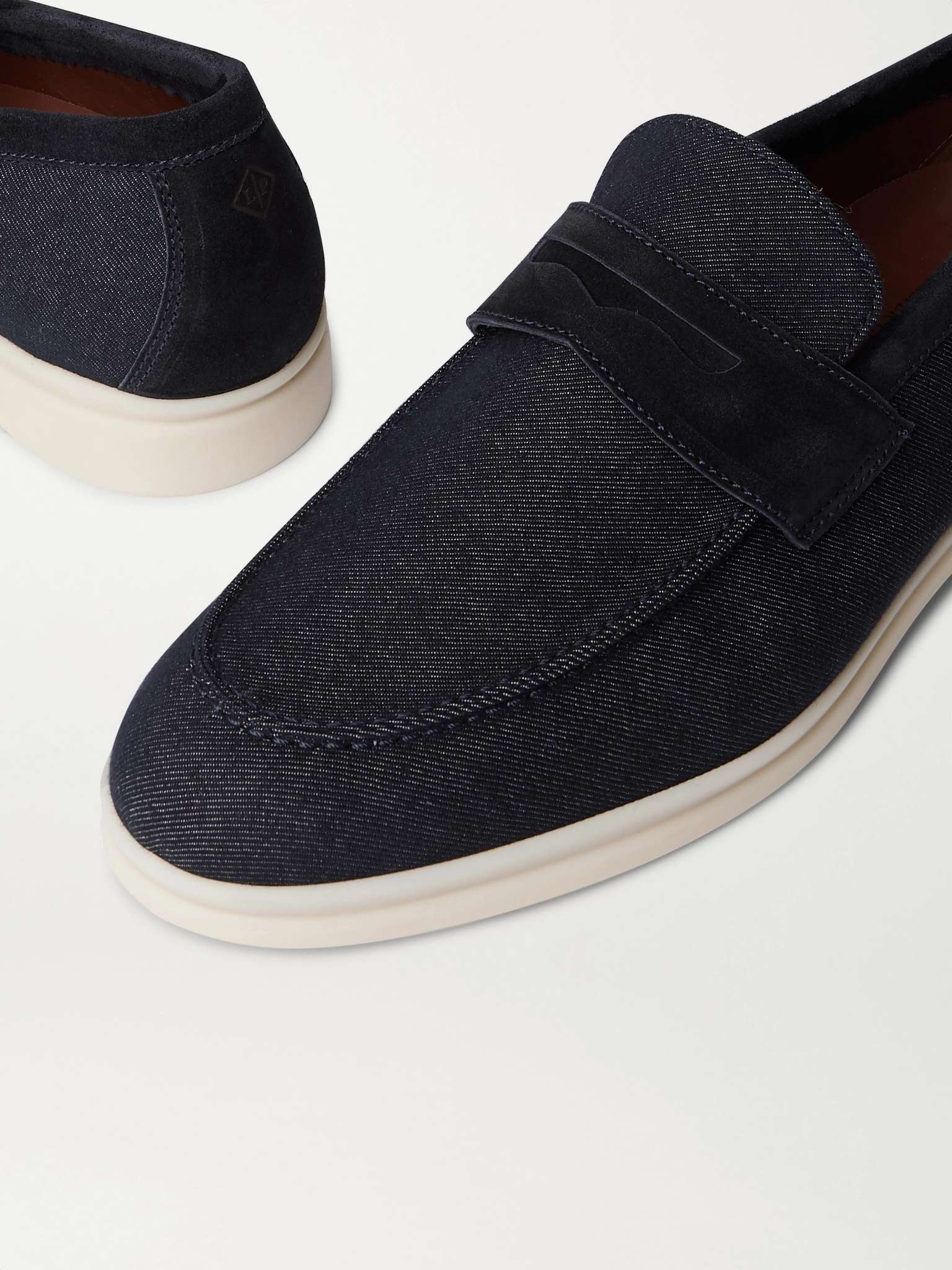 Summer City Walk Suede-Trimmed Wool-Blend Denim Loafers - 6