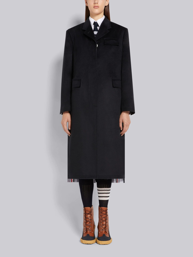 Navy Zibeline Finish Coat Weight Cashmere Oversized Chesterfield Coat 1