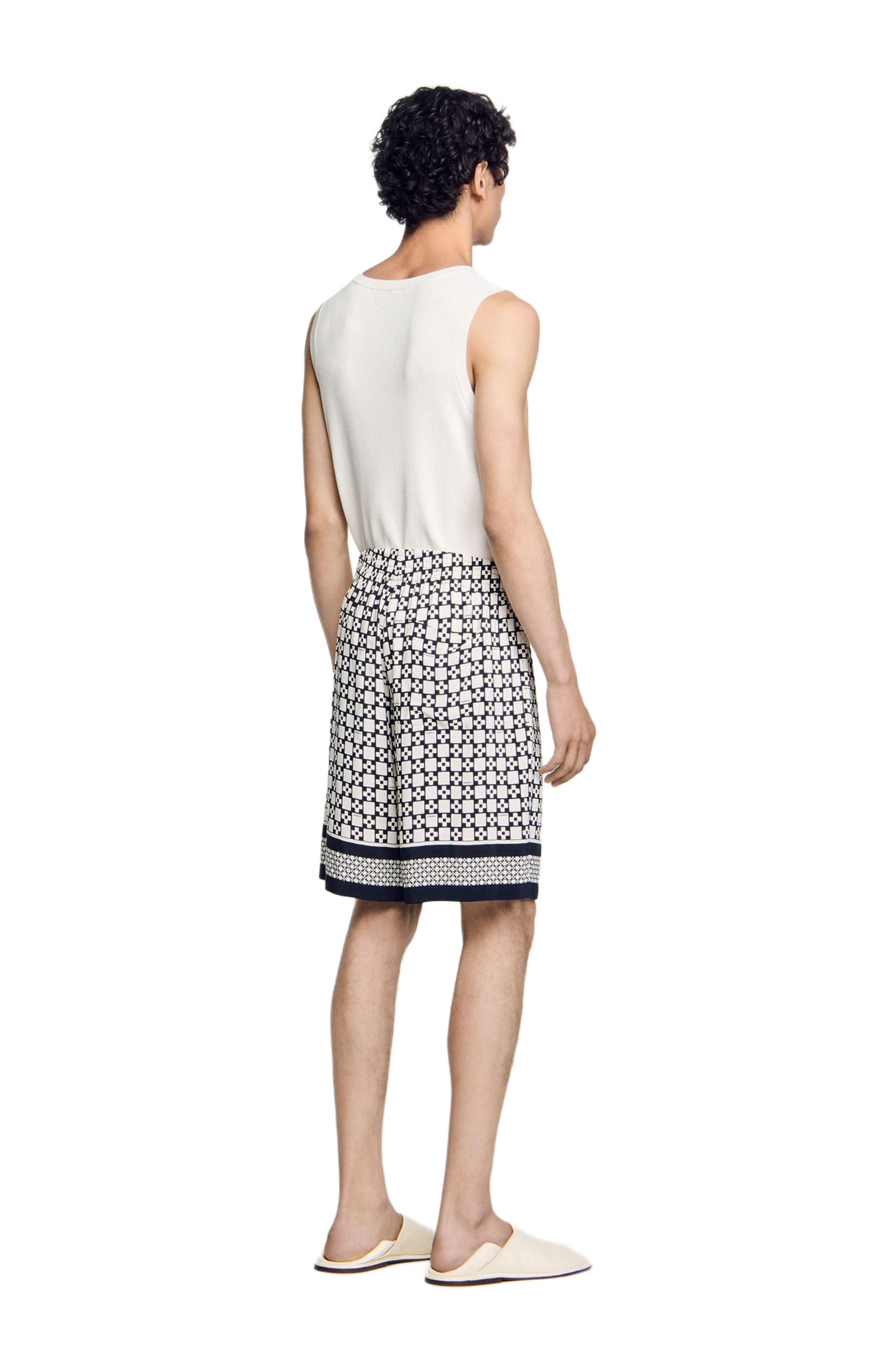 SANDRO Square Cross floaty Bermuda shorts in Black at Nordstrom - 2