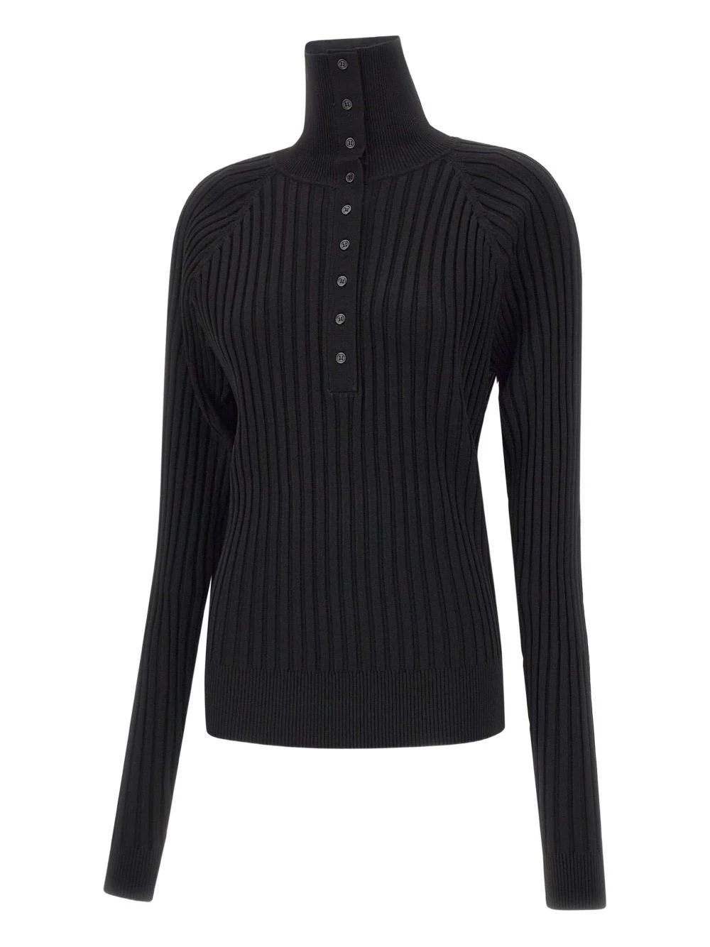 ribbed button-down sweater - 1