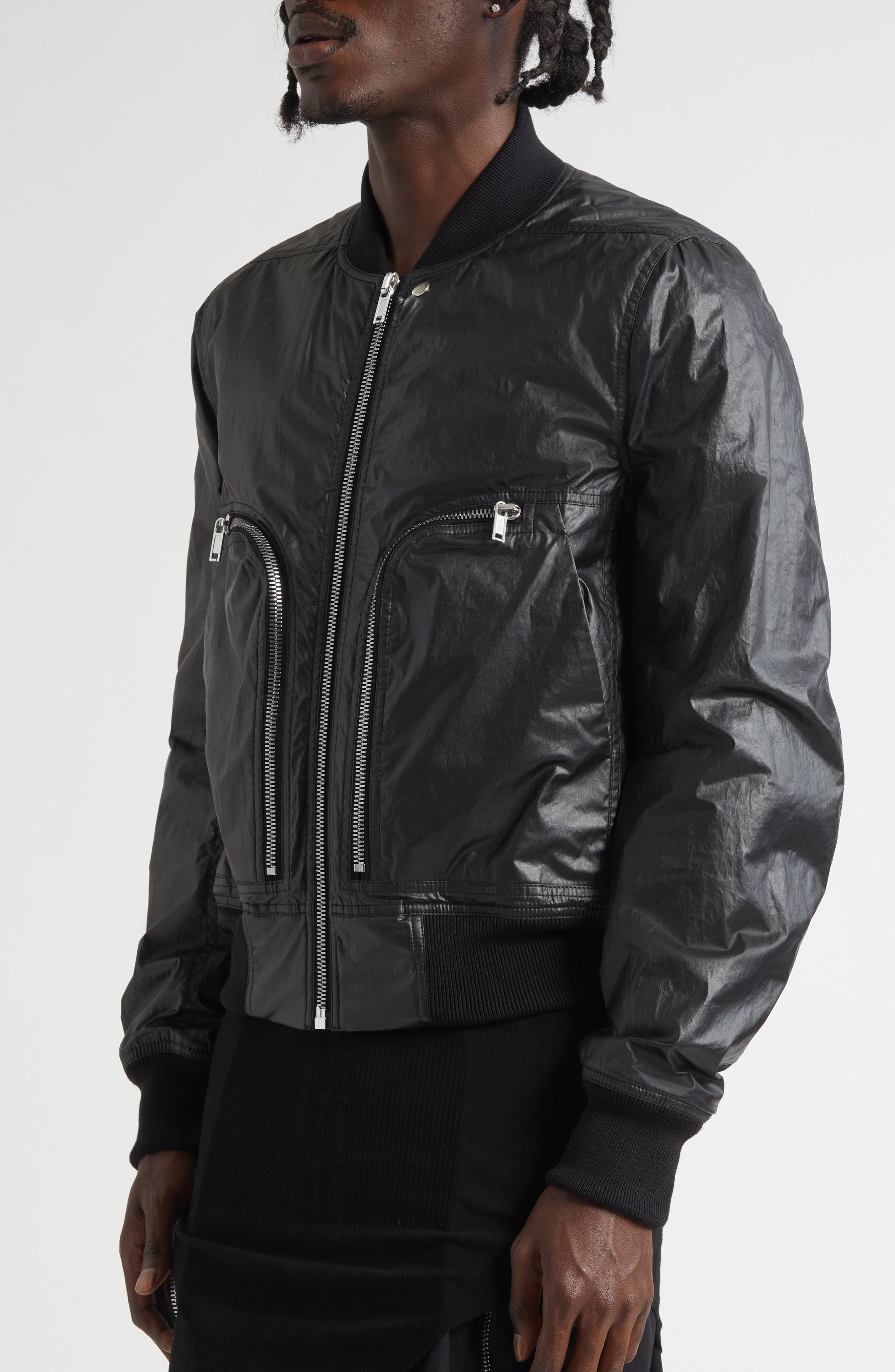Rick Owens Bauhaus Coated Cotton Flight Jacket in Black at Nordstrom - 5