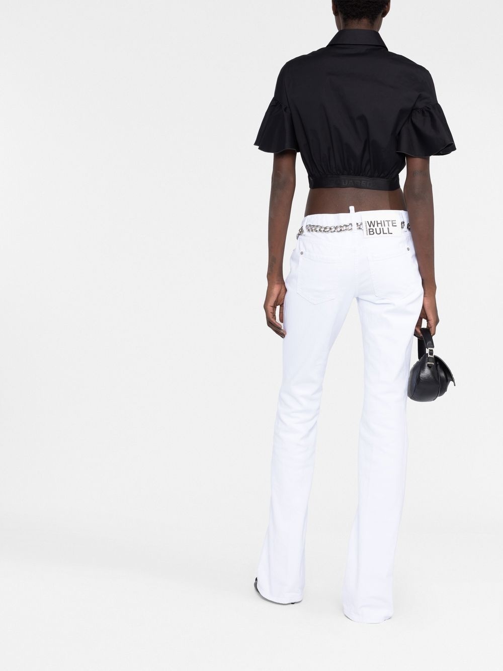 logo-patch flared jeans - 6