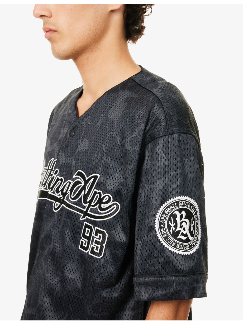 Logo-Embellished Perforated Woven Baseball Shirt - 5