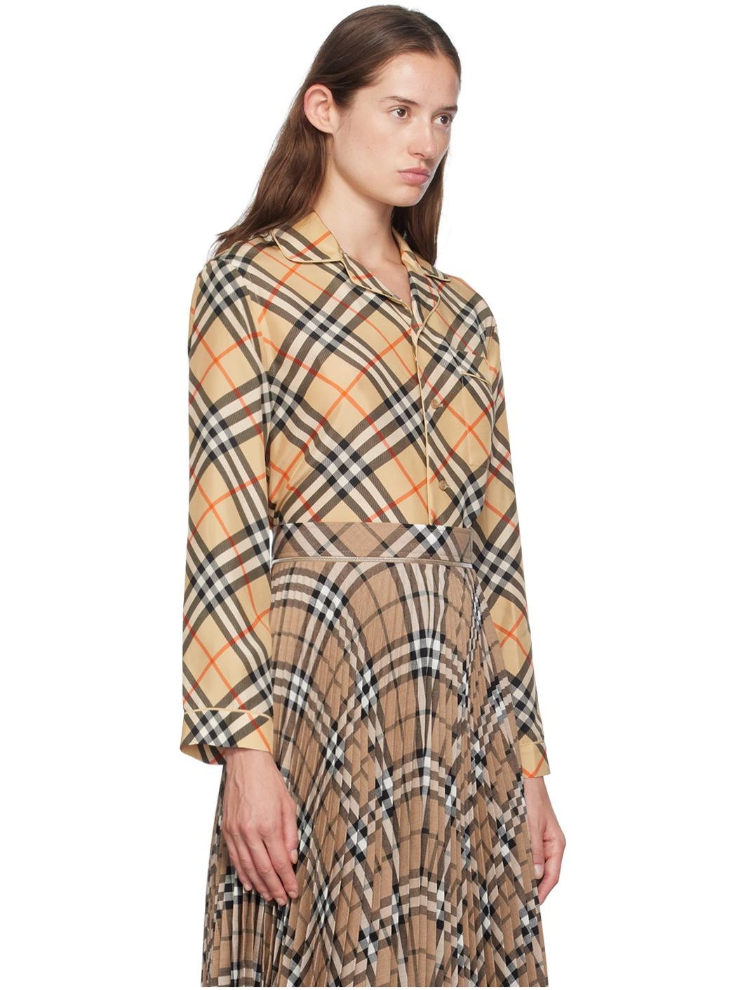 Beige Check Pyjama Shirt - 2