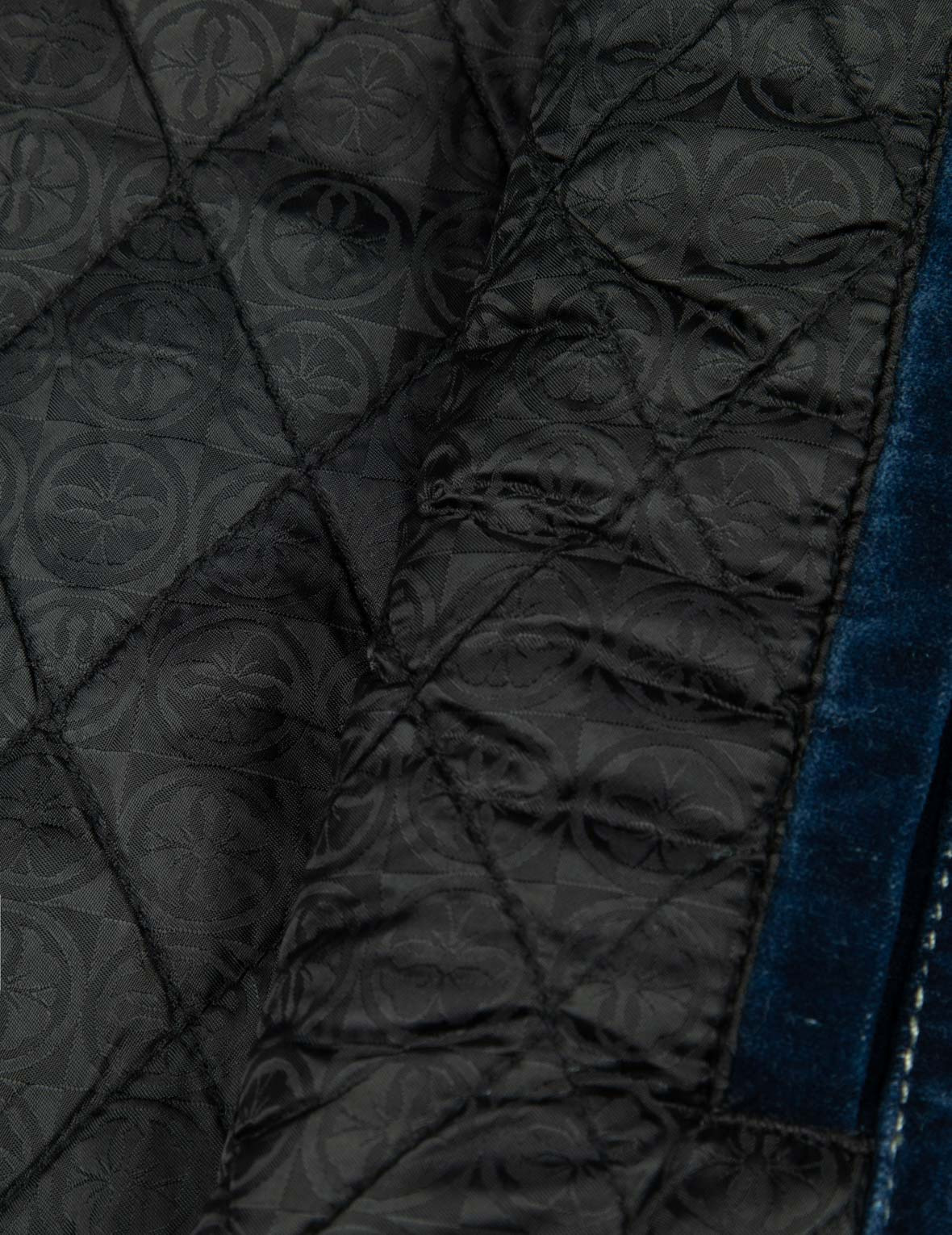 SEAGULL AND ALLOVER KAMON EMBROIDERY POCKETS LOOSE FIT PADDED DENIM JACKET - 14