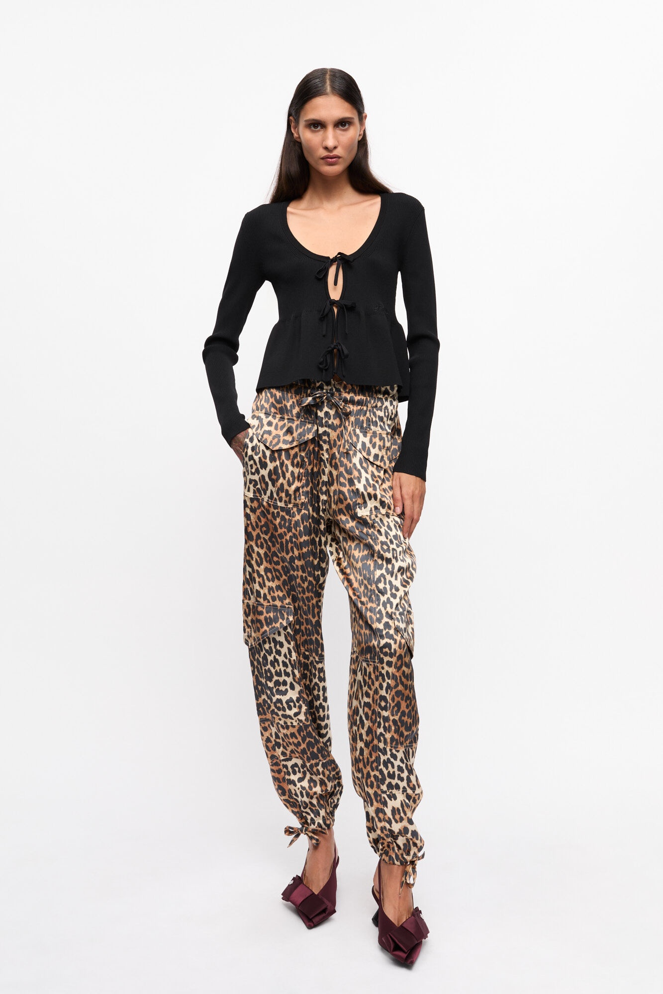LEOPARD PRINTED SATIN PANTS - 2