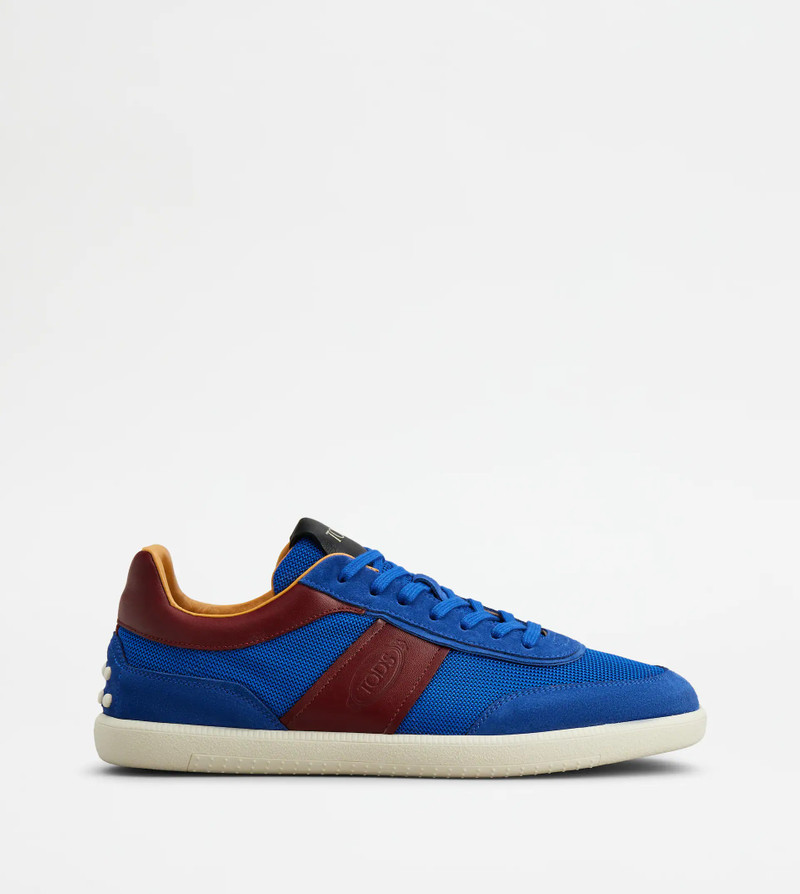 TOD'S TABS SNEAKERS IN SUEDE AND TECHNICAL FABRIC - BLUE, BURGUNDY 1