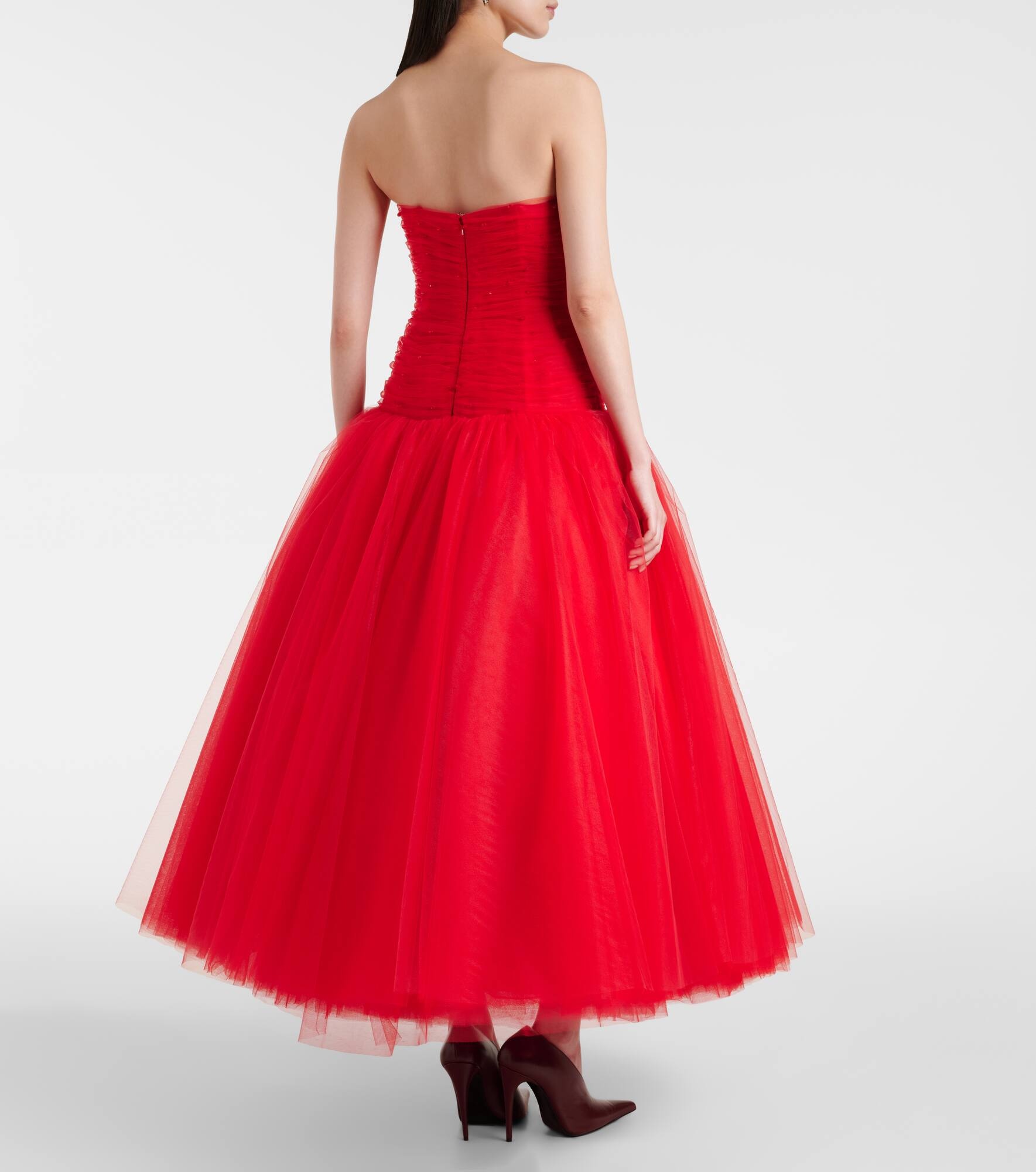 Embellished strapless tulle gown - 3
