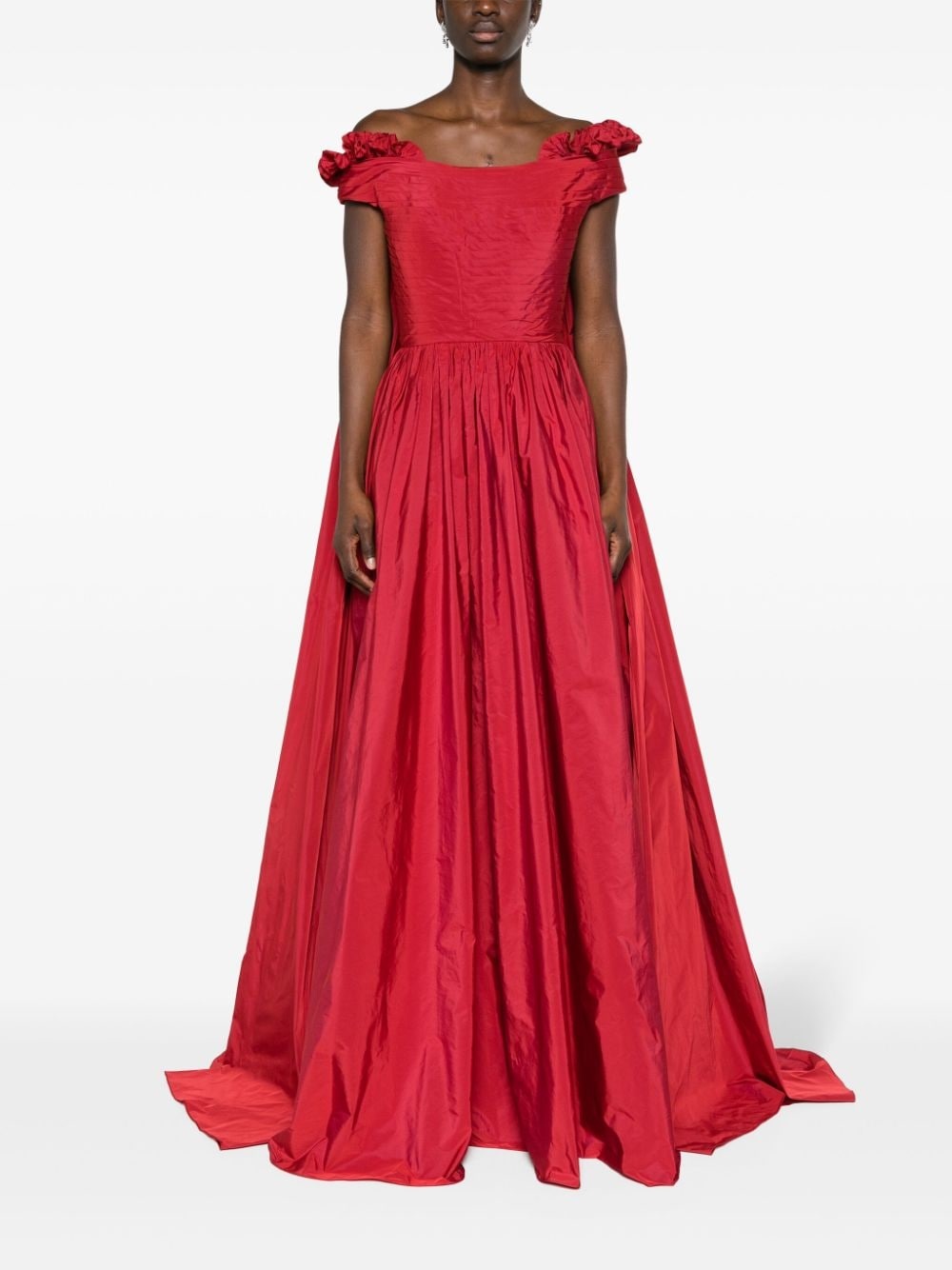 cape-effect taffeta gown - 2