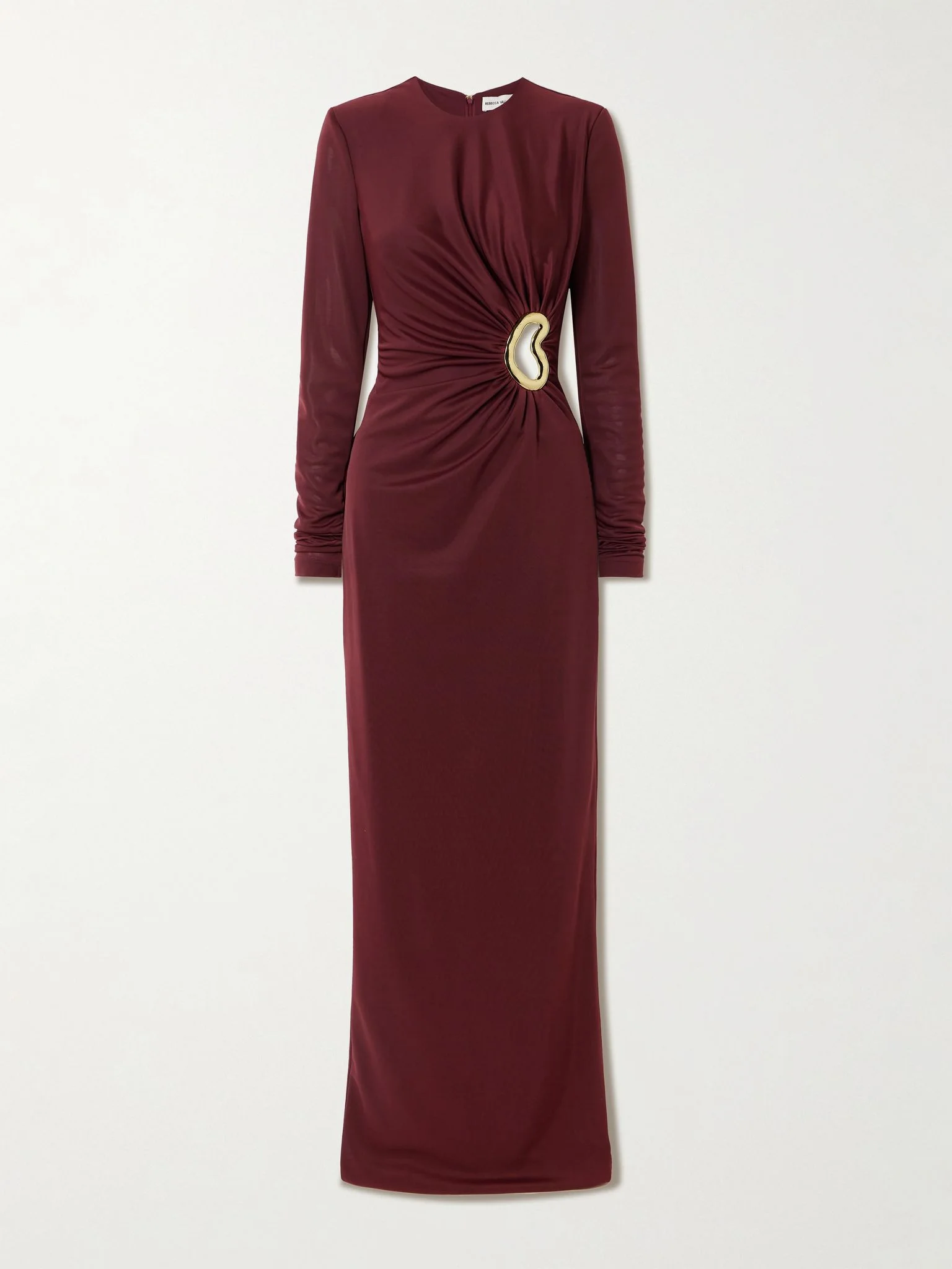 Mischa embellished gathered stretch-jersey gown Burgundy - 1