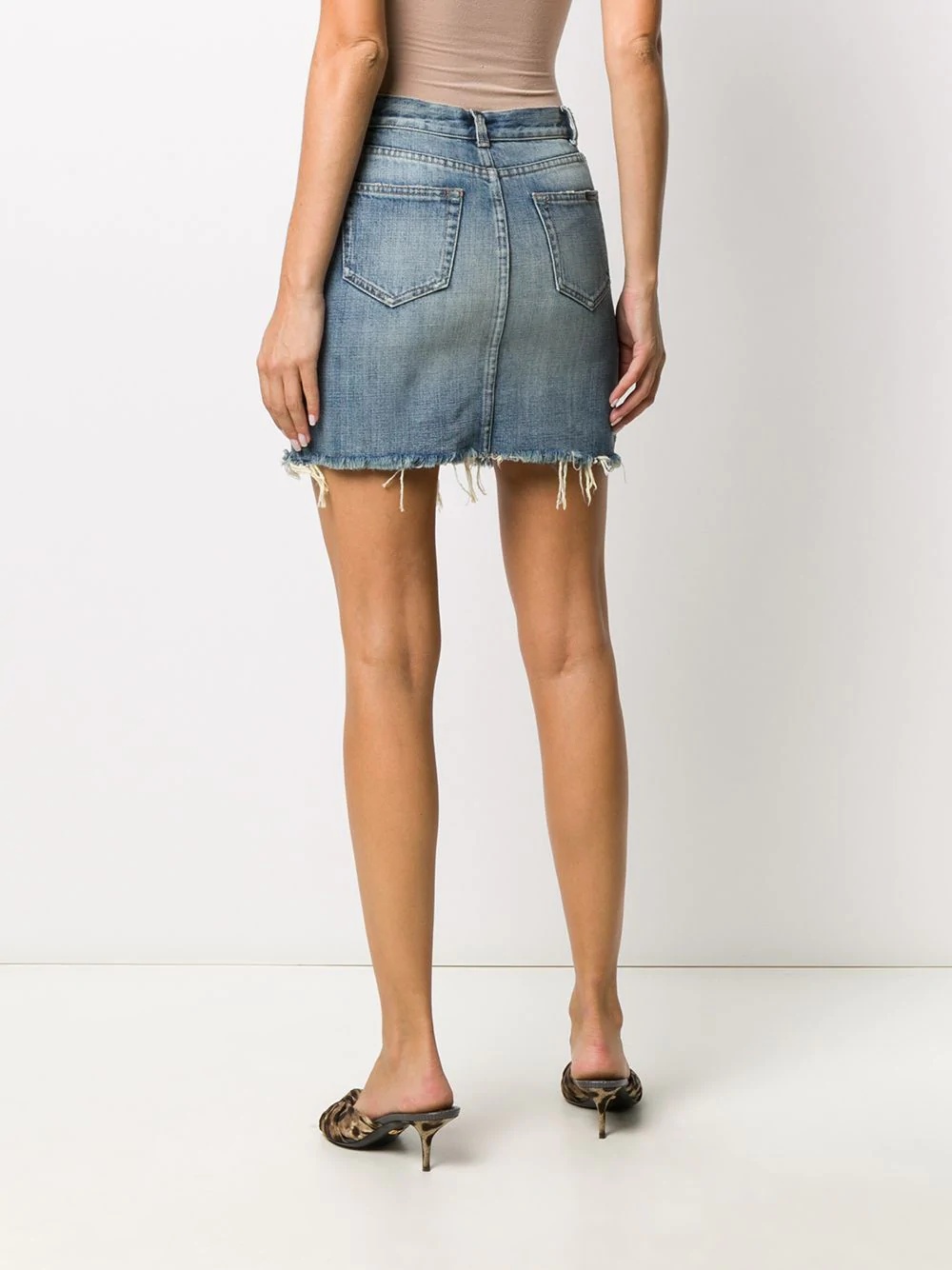 distressed denim skirt - 4