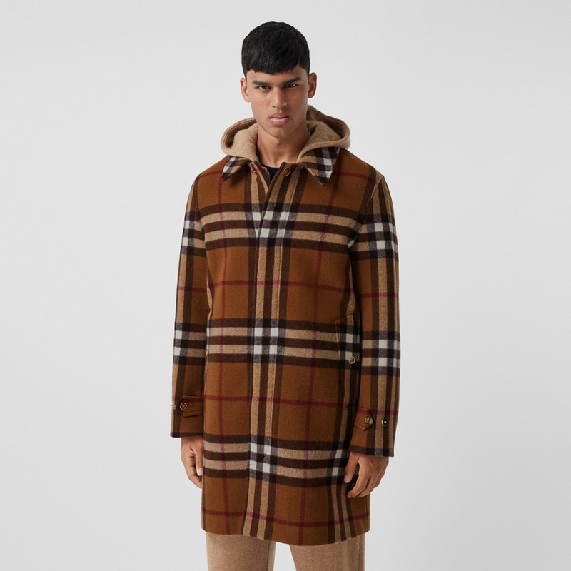Double-faced Check Wool Car Coat 7