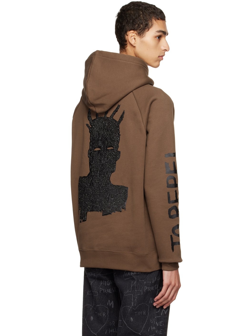 Brown Jean-Michel Basquiat Racing Self-Portrait Hoodie - 3