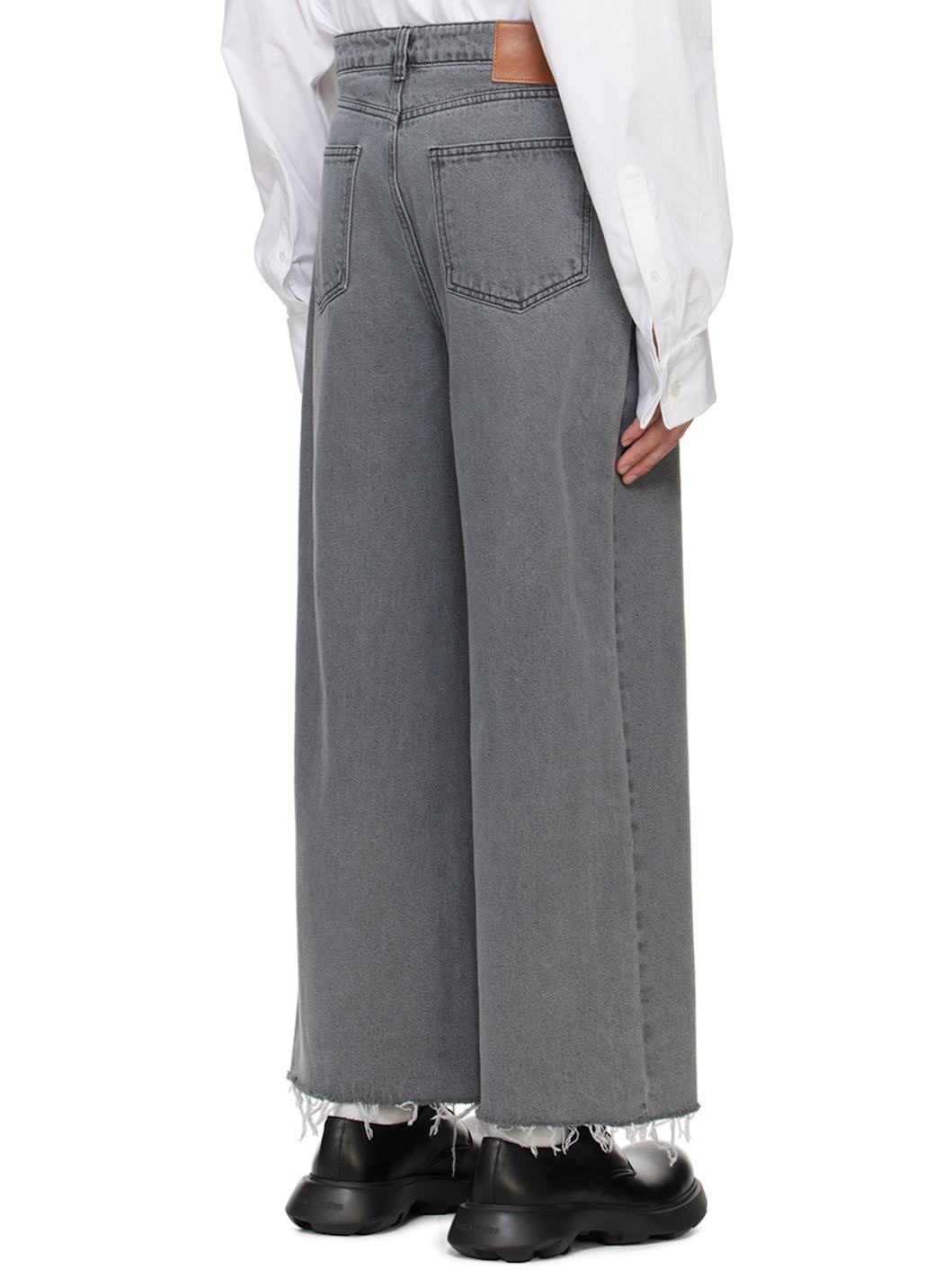Gray Low Rise Wide Jeans - 3