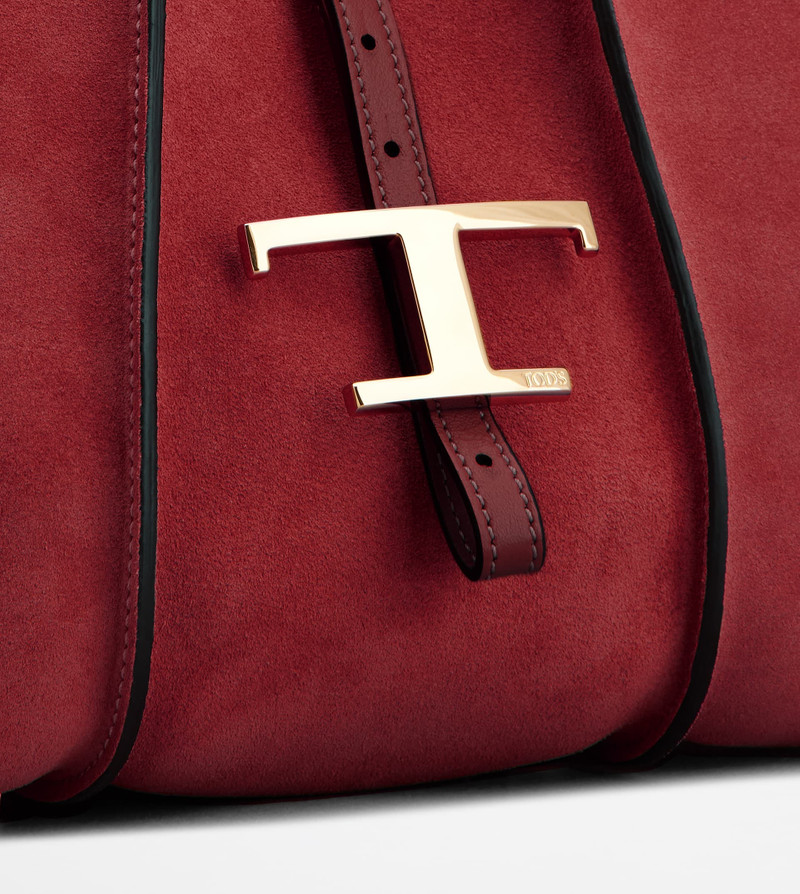 T TIMELESS SHOPPING BAG IN SUEDE MINI - RED 5