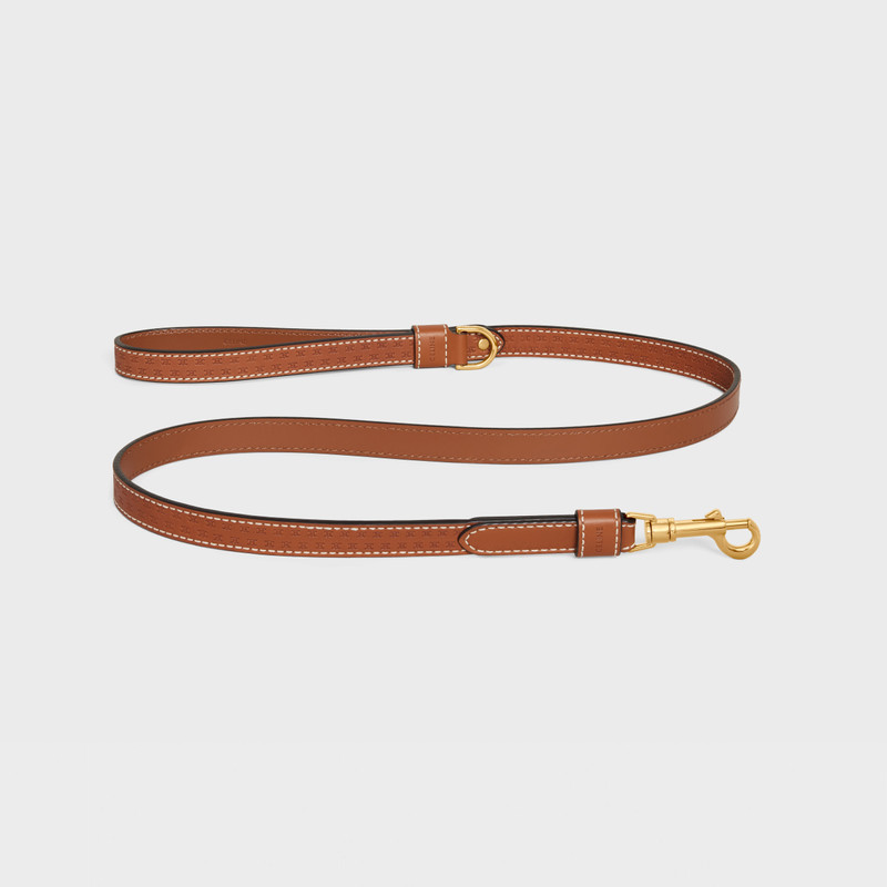 Thin dog leash in natural calfskin with Triomphe embossed 1