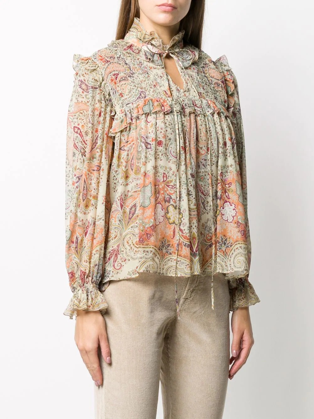 paisley print silk blouse - 3