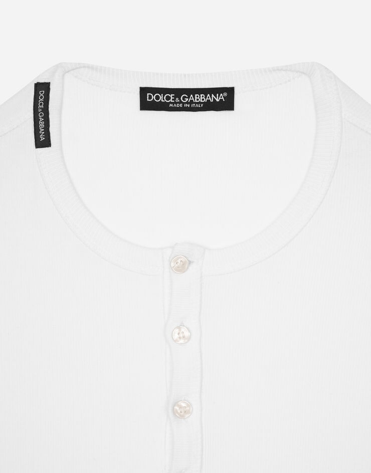 Fine-rib cotton granddad-neck T-shirt - 3