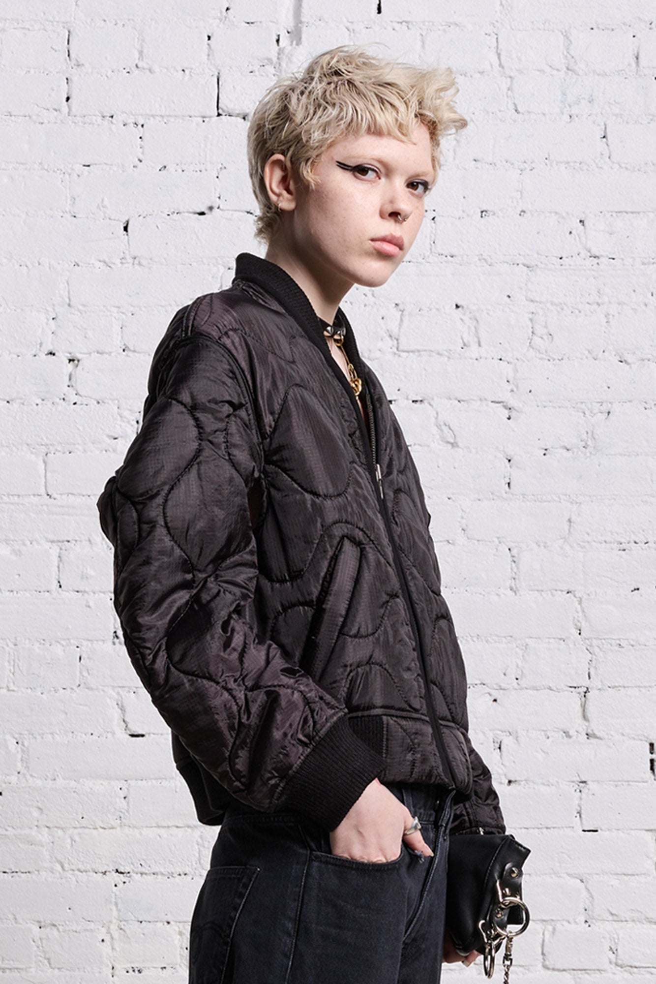 REFURBISHED LINER BOMBER - BLACK OVERDYE - 2