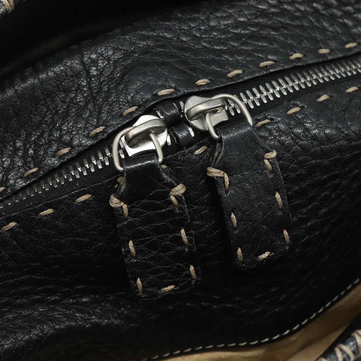 FENDI Celeria Hand Bag Leather Black Silver - 9