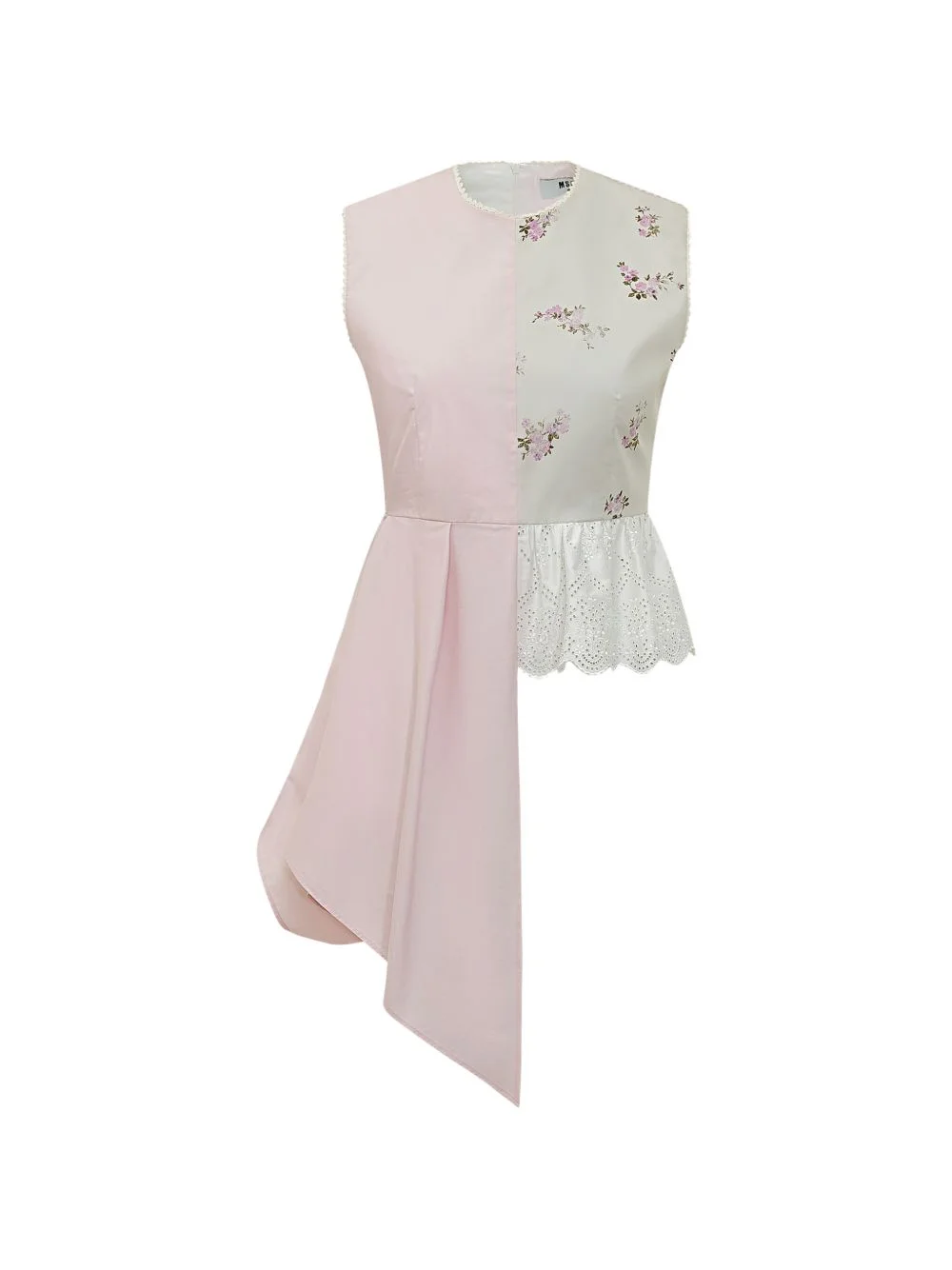 asymmetric floral striped top - 1