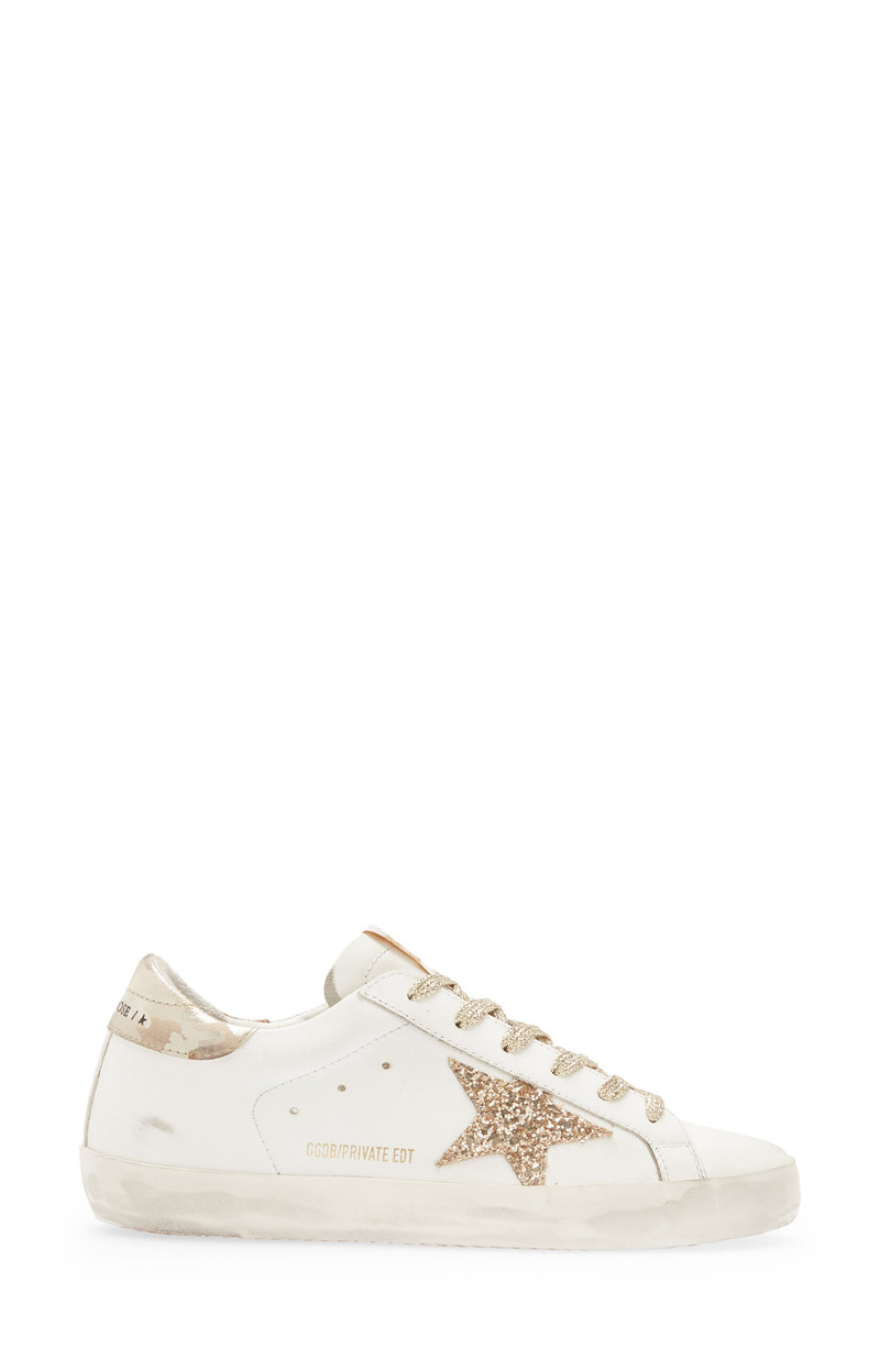 Golden Goose Super-Star Low Top Sneaker in White/Gold 3