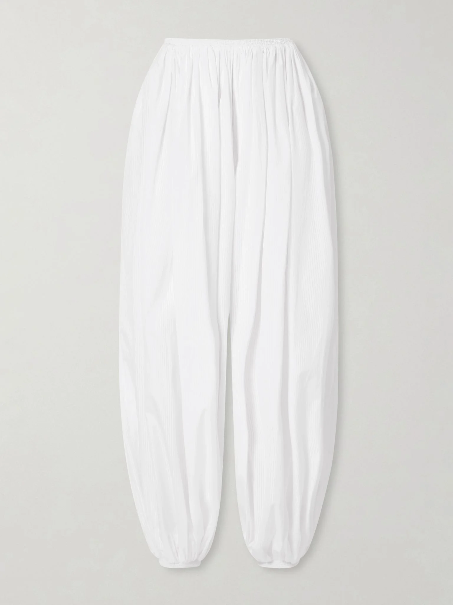 Striped cotton-poplin balloon pants White - 1