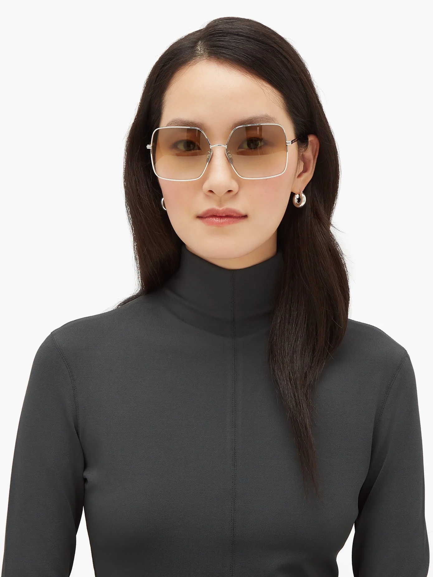 Oversized square metal sunglasses - 2