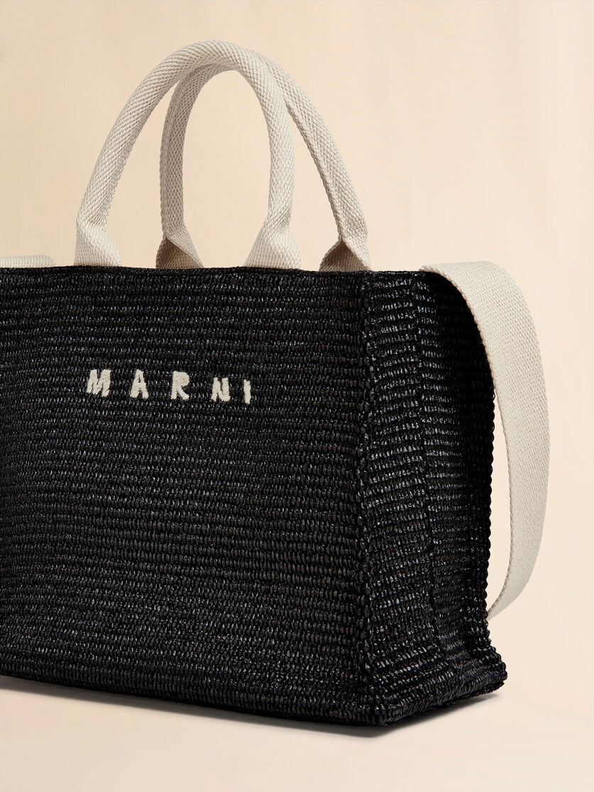 SMALL BLACK RAFFIA TOTE BAG - 5