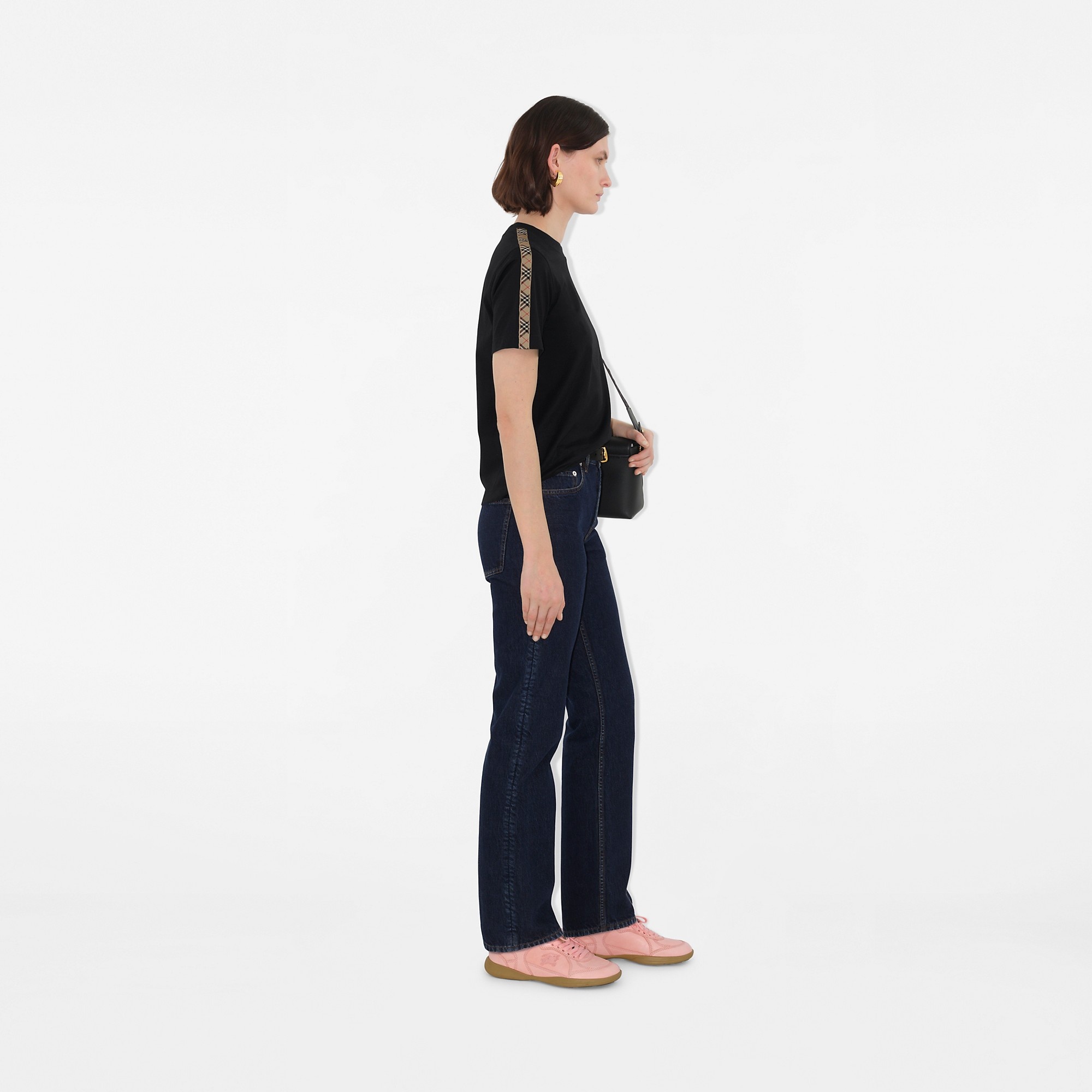 Check Trim Cotton T-shirt - 3