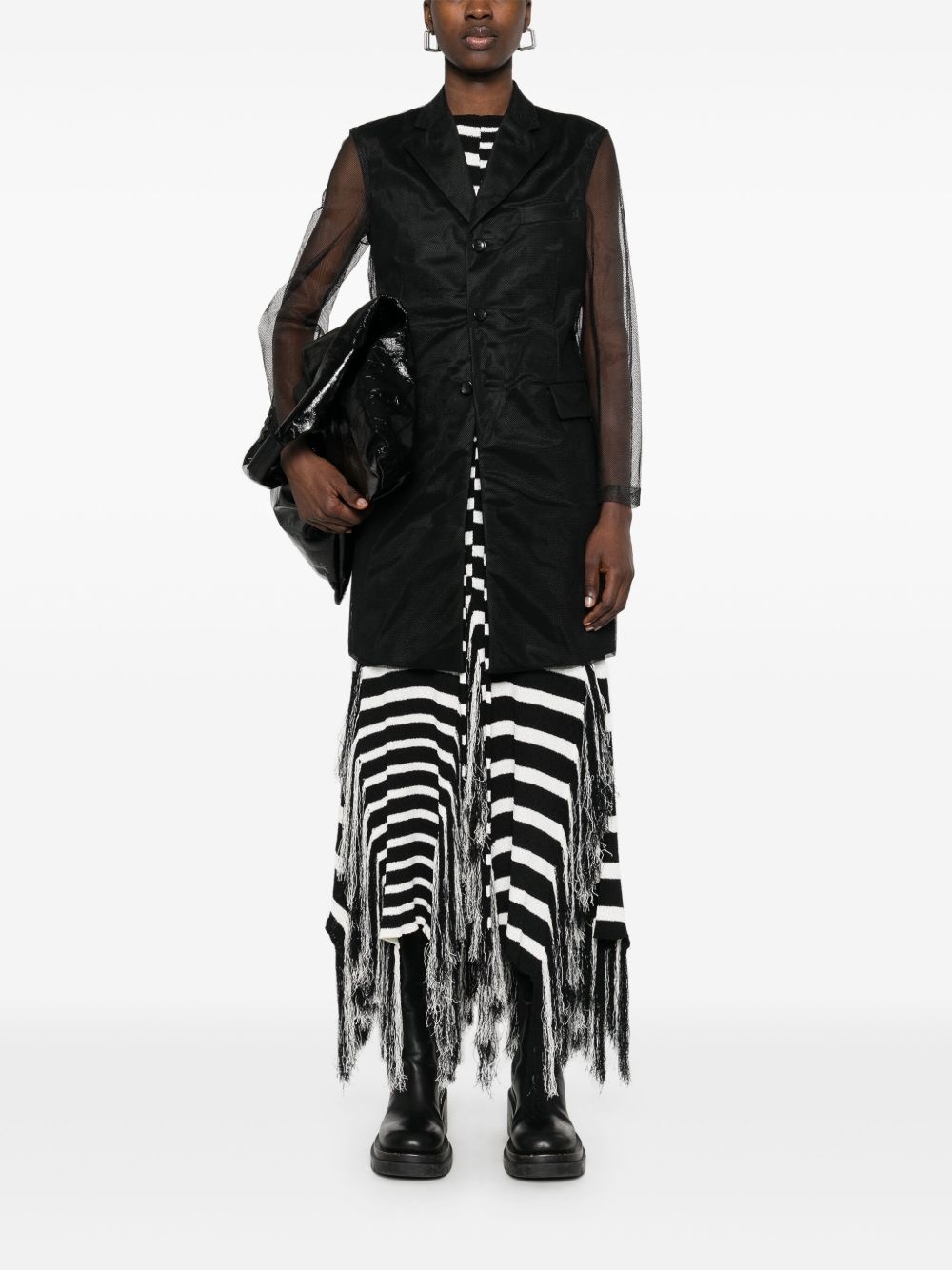 mesh-overlay coat - 2