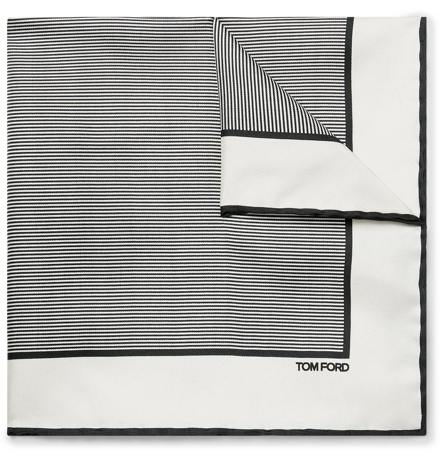 Pinstriped Silk-Twill Pocket Square - 1