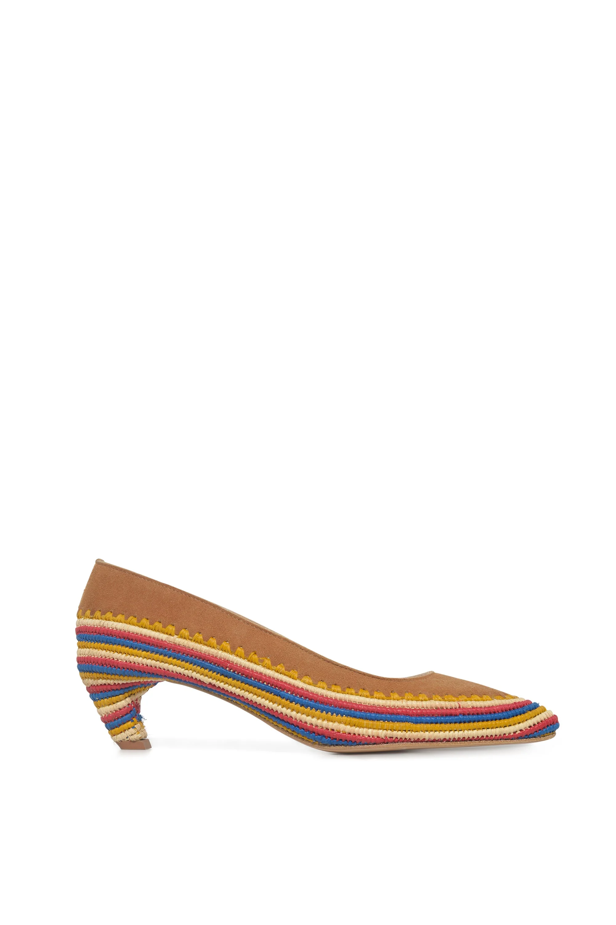 Peggy Heel in Camel Multi Suede & Raffia - 1