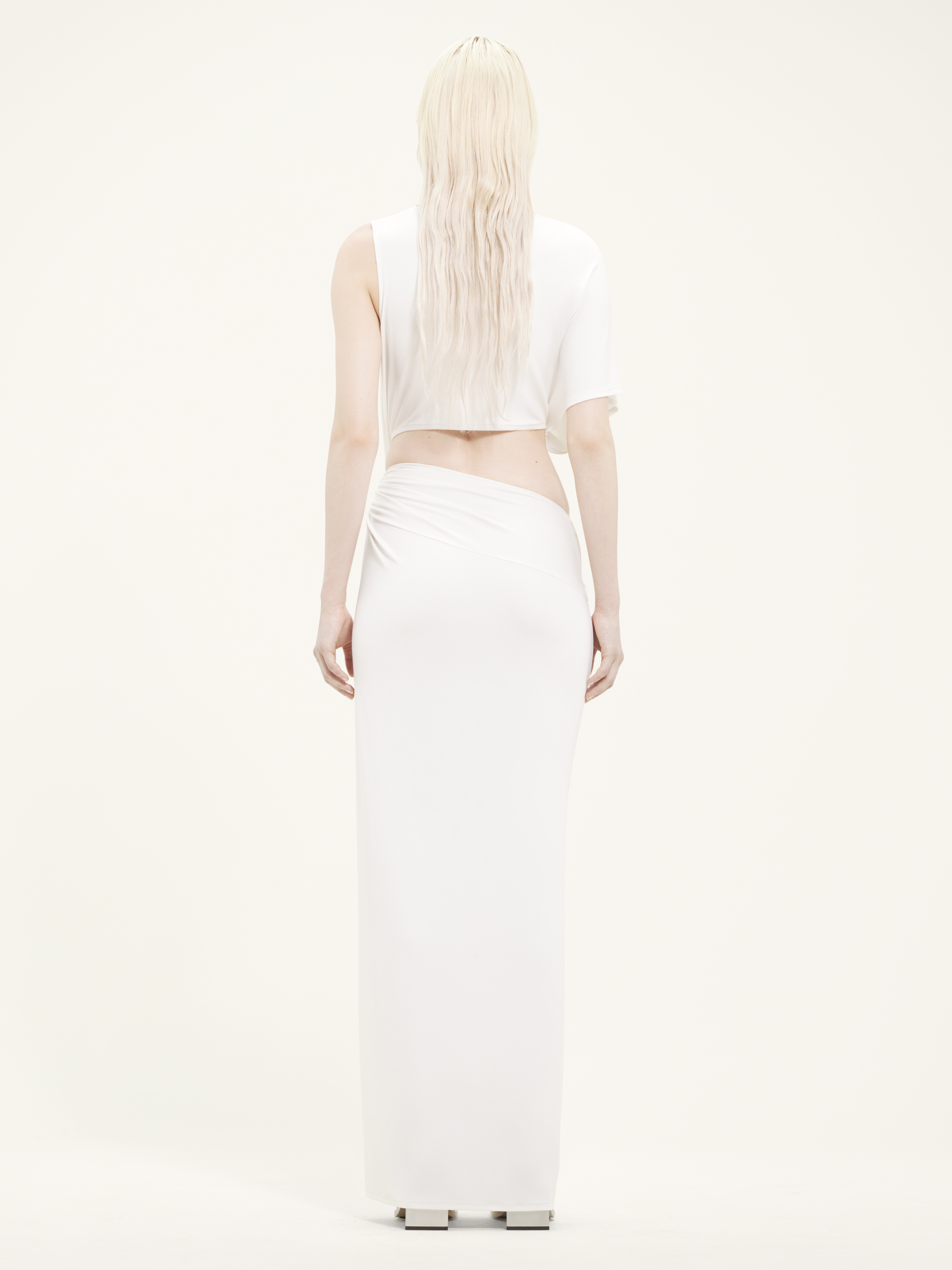 ONE SHOULDER CREPE JERSEY LONG DRESS - 4