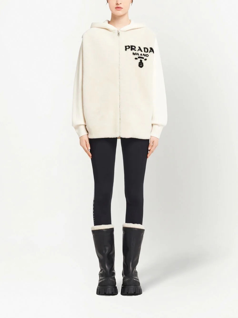 oversized cashmere zip-front hoodie - 2