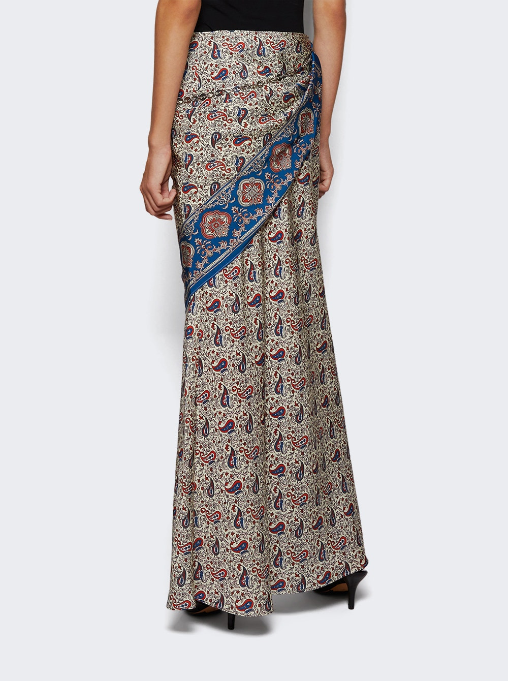 Long Satin Skirt Paisley Bandana Print - 4