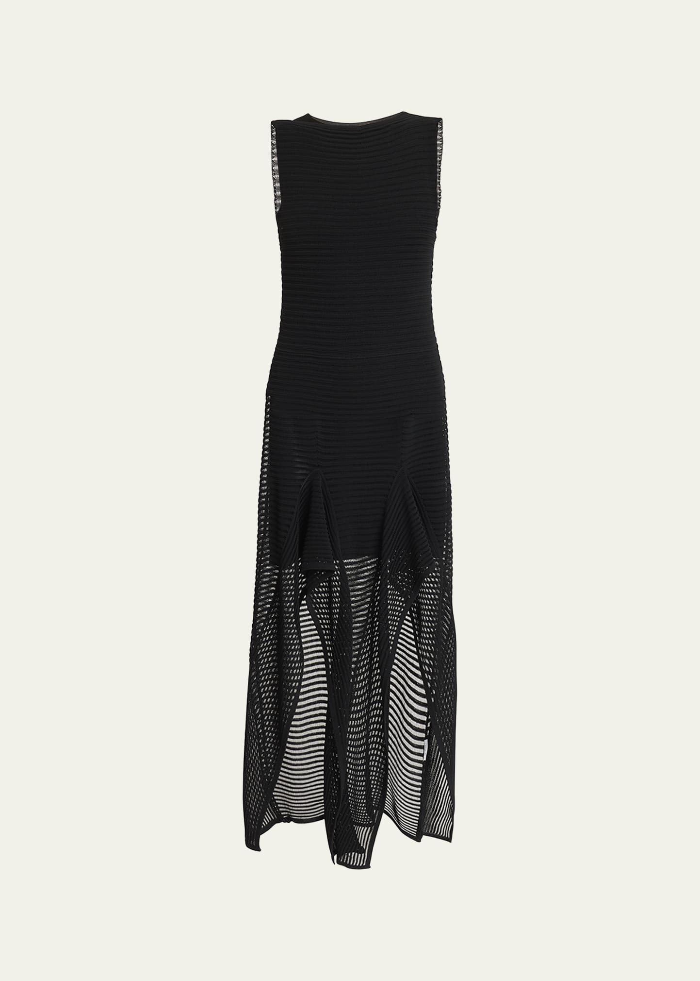 Sleeveless Ruffled Ladder Knit Maxi Dress - 1