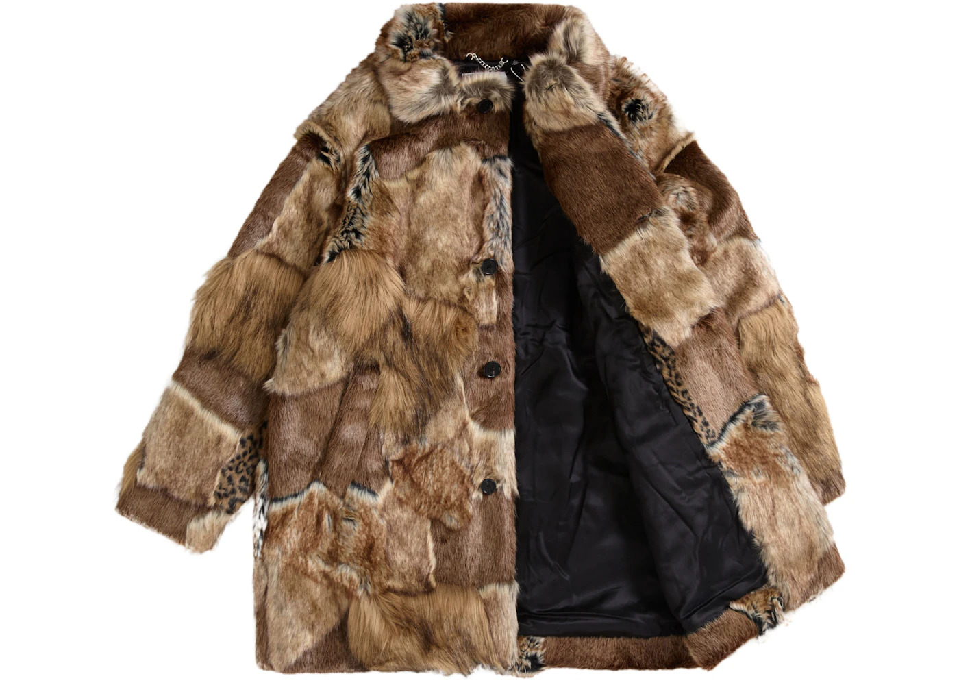 Supreme MM6 Maison Margiela Patchwork Faux Fur Coat Brown - 2