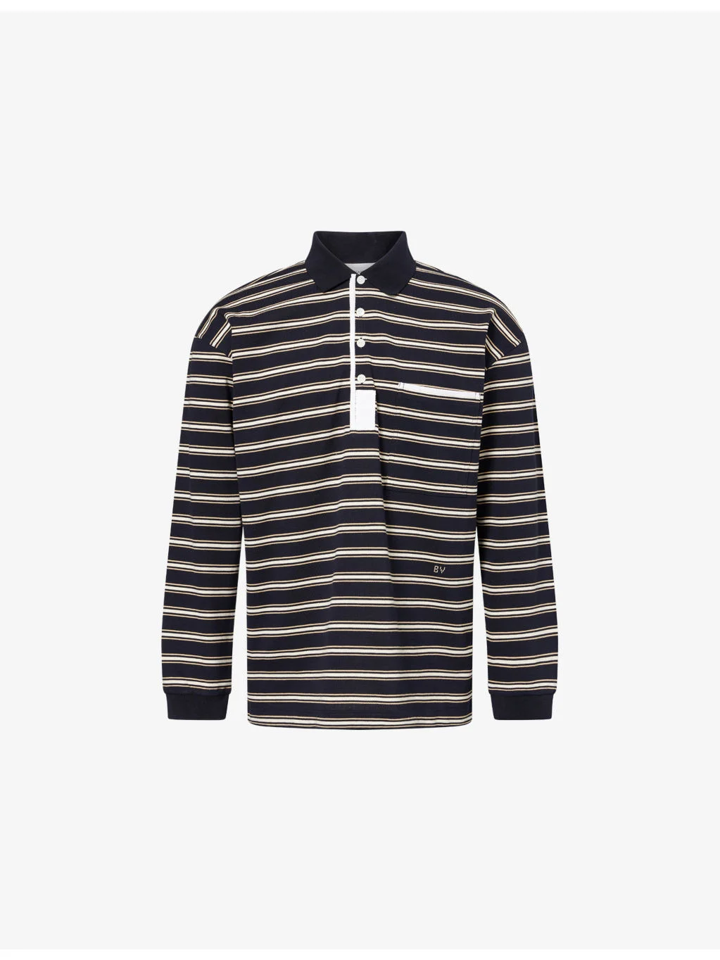Striped Cotton Piquet Polo T-Shirt - 1