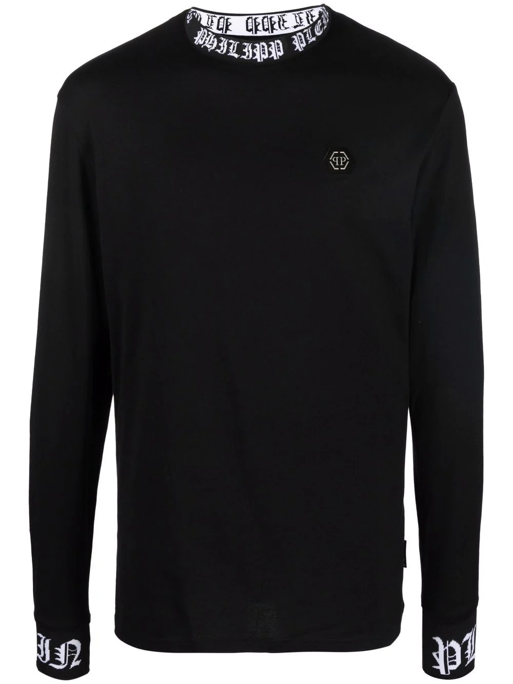 logo-trim long-sleeve top - 1