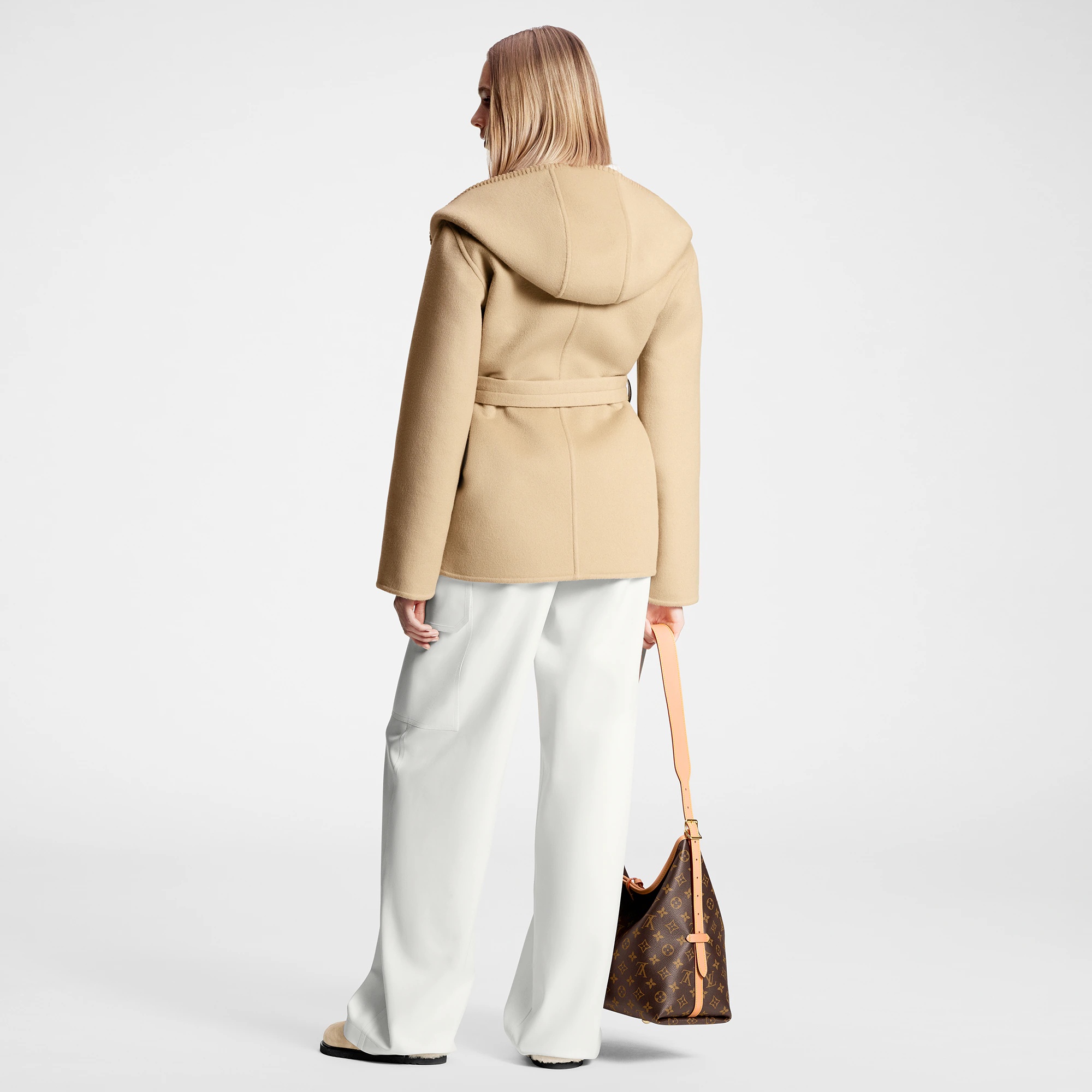 Reversible Signature Short Hooded Wrap Coat - 3