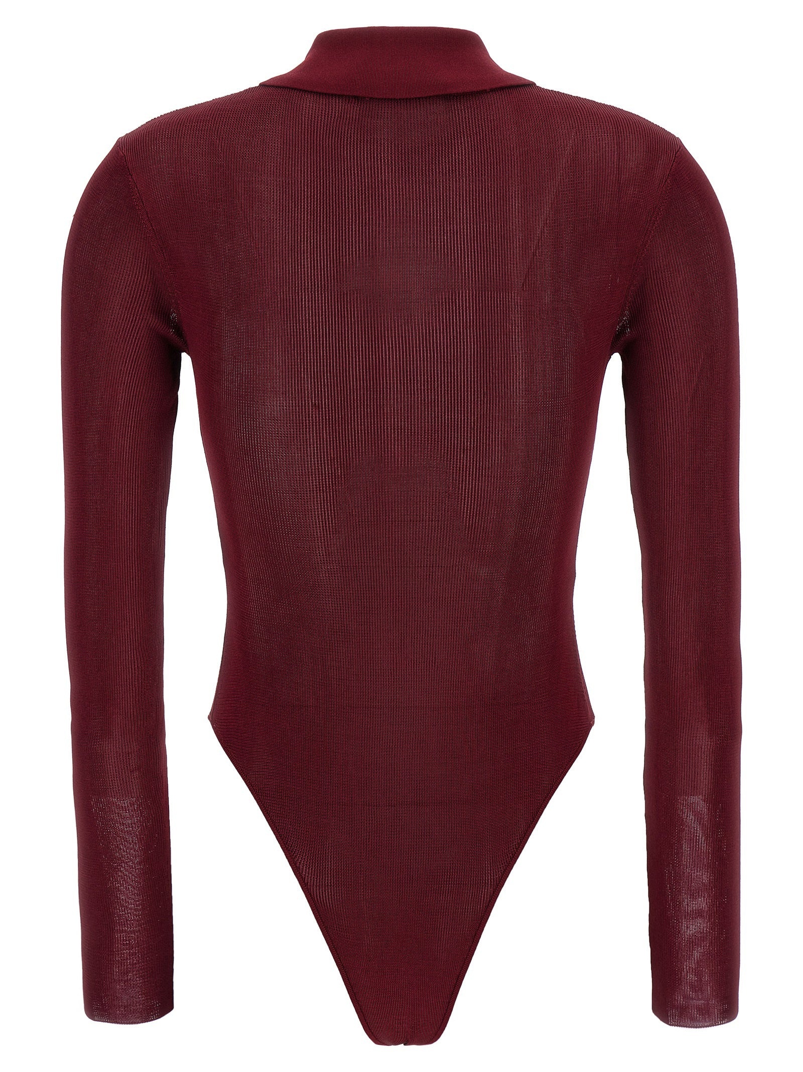 Viscose Knit Bodysuit Tops Bordeaux - 2
