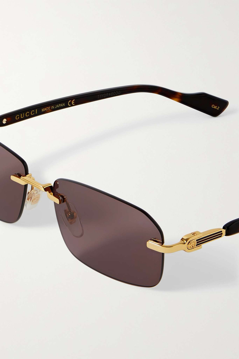Rectangular-frame gold-tone and tortoiseshell acetate sunglasses 4
