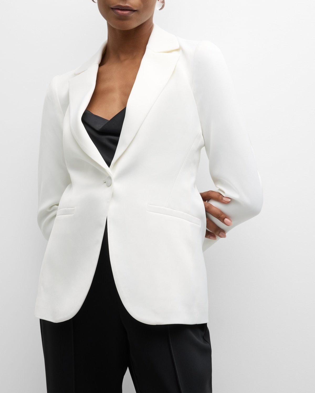 Blake Fitted Satin Blazer - 7