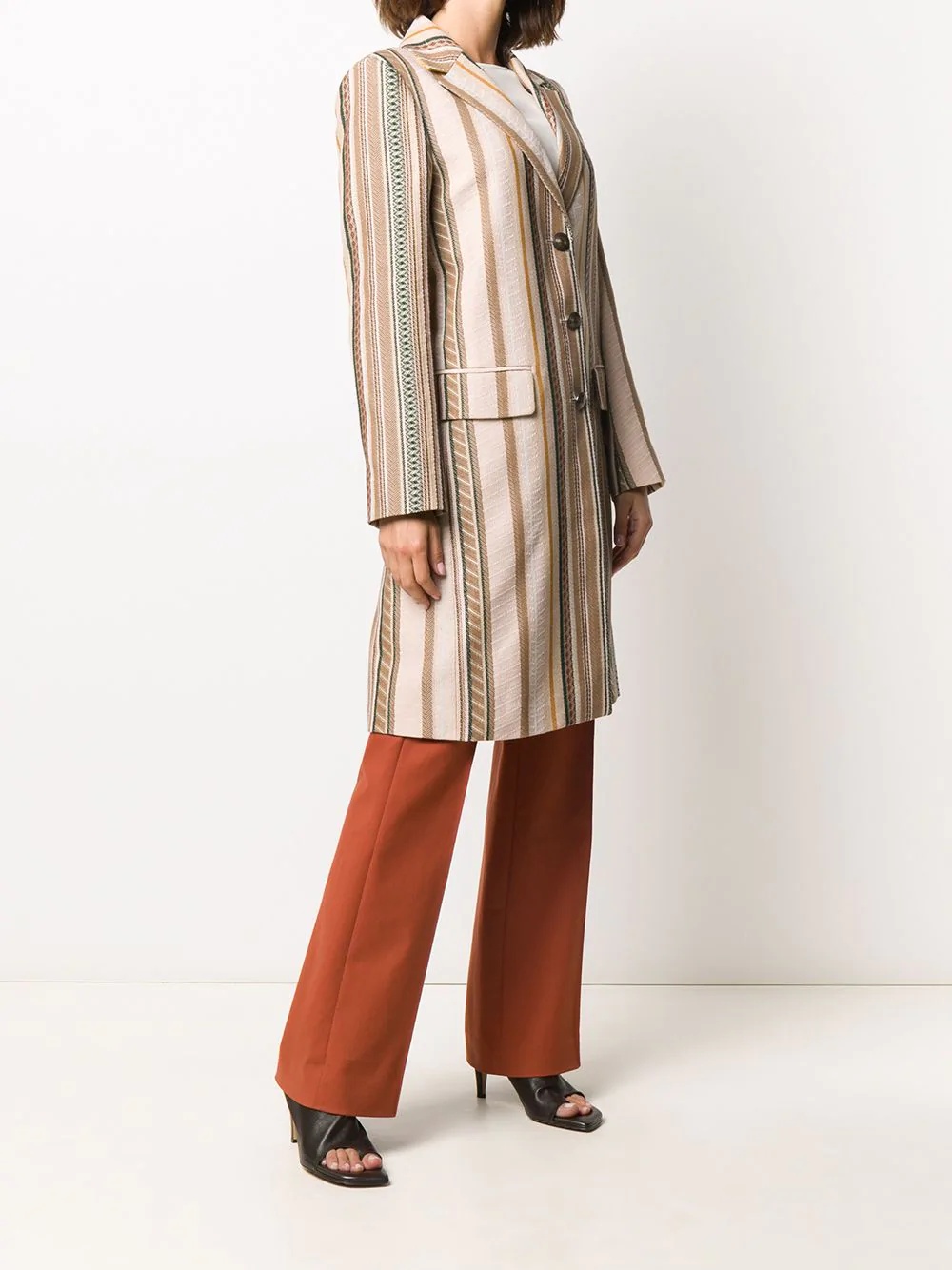 striped longline coat - 3