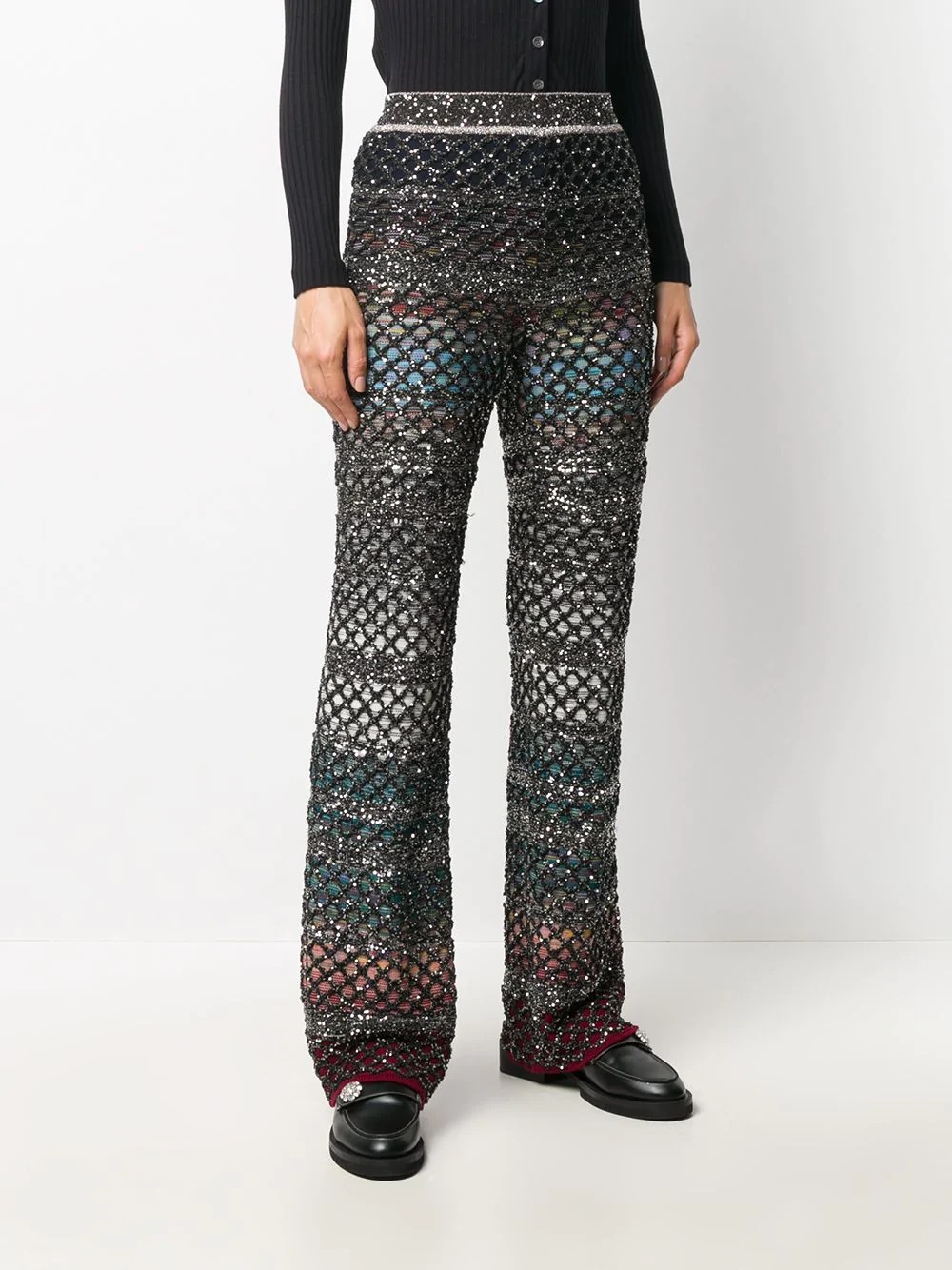 flared knit trousers - 3